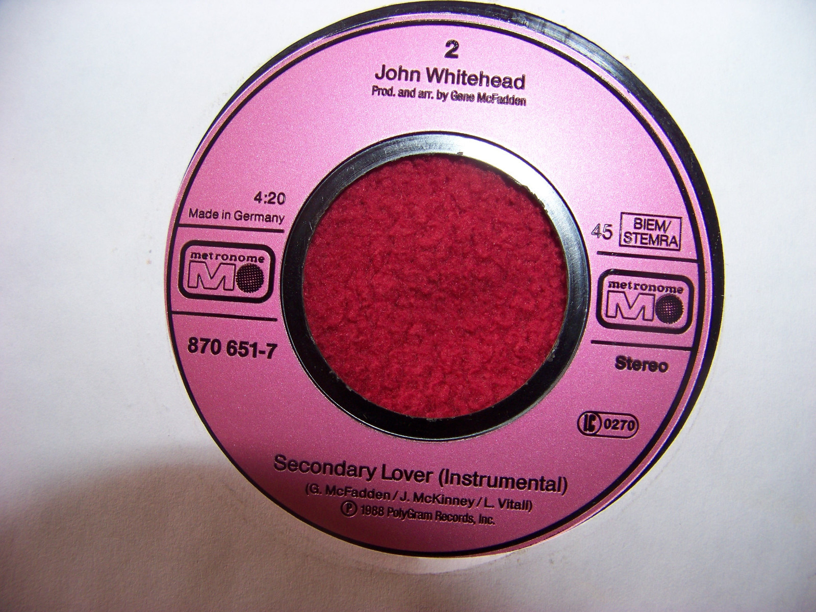 John Whitehead – I need money bad / Secondary lover (Instr.) · Metronome 870 651-7, Bild 2