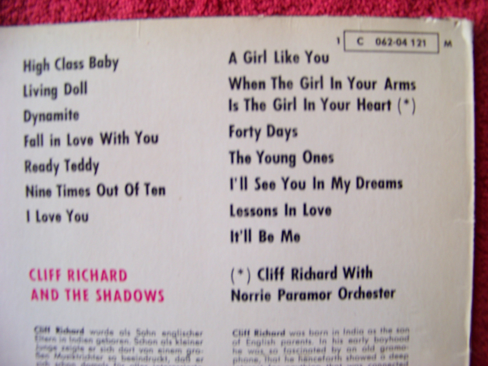 Cliff Richard – Cliff’s Greatest | Columbia Records LP, Bild 2