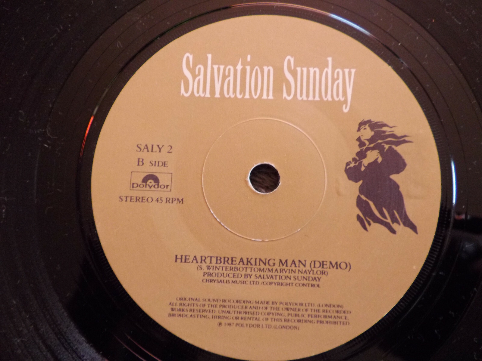 Salvation Sunday – Heart in motion / Heartbreaking man (Single, Polydor Records, SALY 2, England, 1993), Bild 2