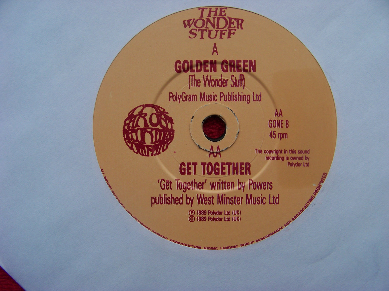The Wonder Stuff – Golden Green / Get Together · Polydor · GONE 8 · 7″-Single