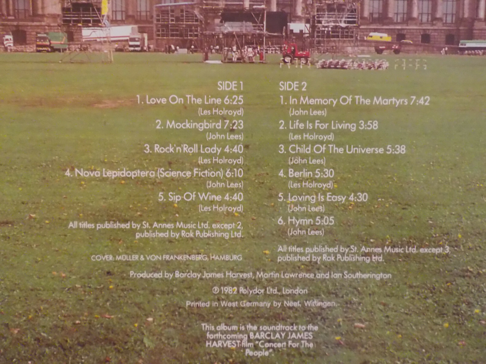 Barclay James Harvest – Berlin: A Concert for the People (LP, Polystar, 1982), Bild 3