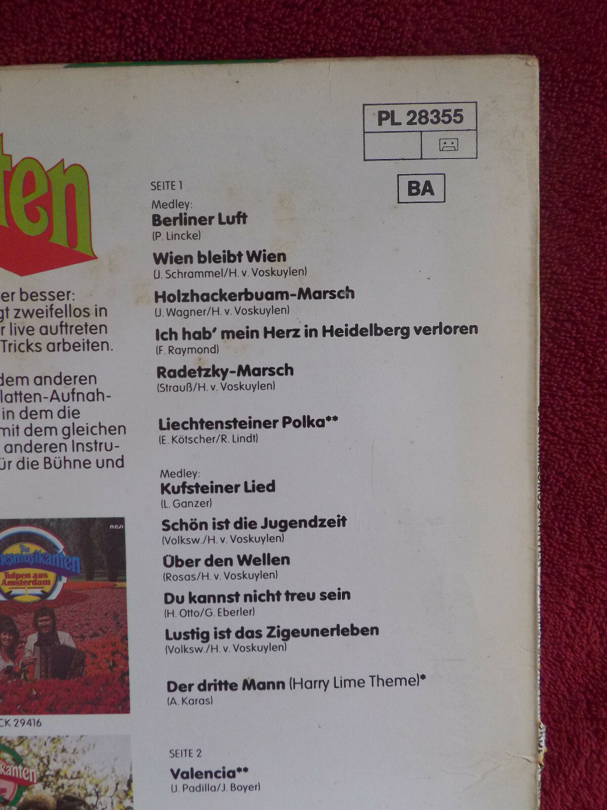 Die Kirmesmusikanten – 24 immer grüne Akkordeon-Erfolge | RCA Records, LP, Green Vinyl (1979), Bild 4