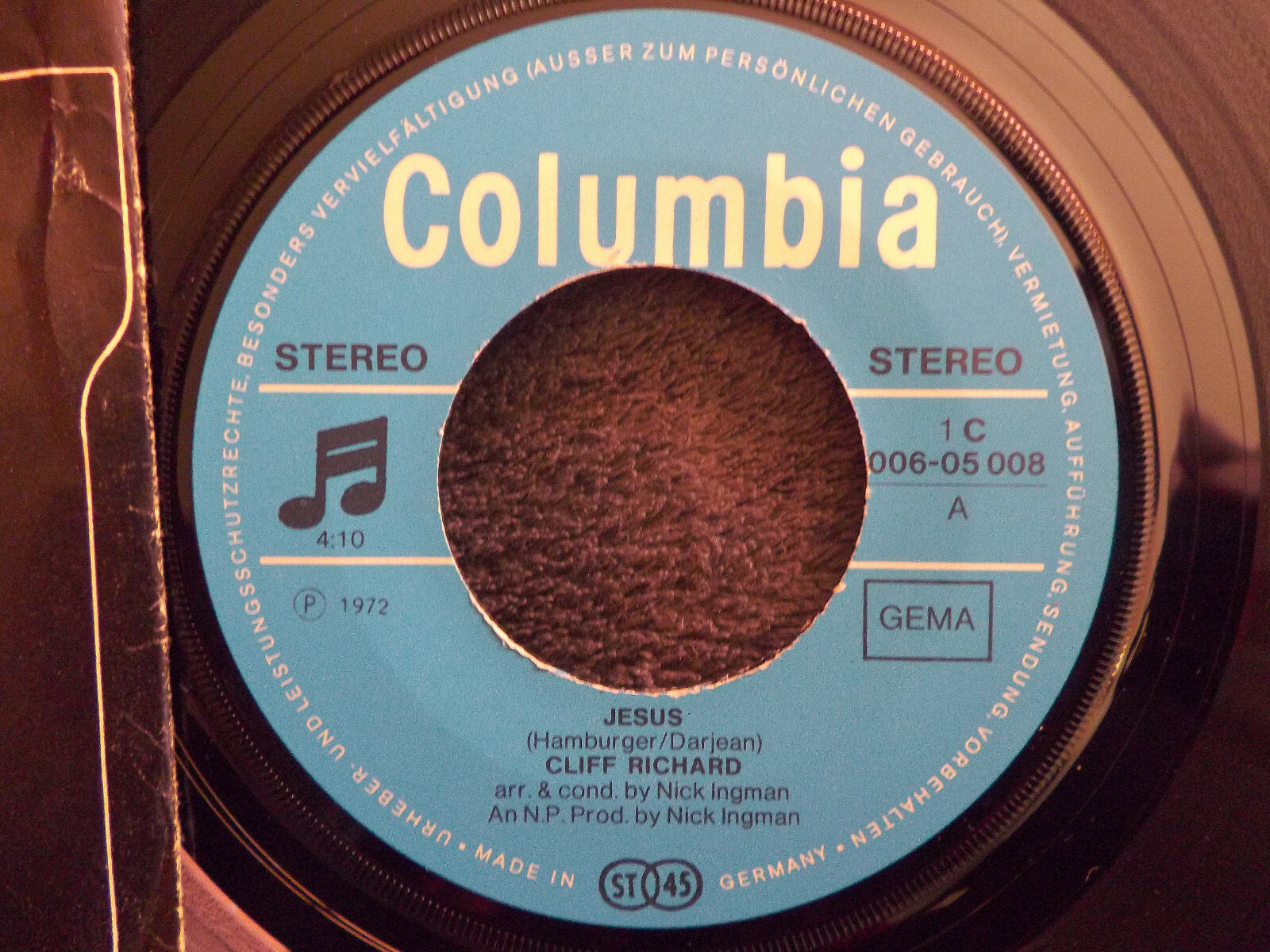 Cliff Richard – Jesus / Mister Cloud | Columbia Records, 1972, Bild 2
