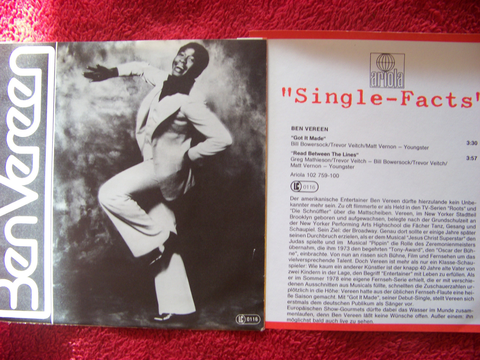 Ben Vereen – Got it made / Read between the lines | Ariola 102 759, Bild 2