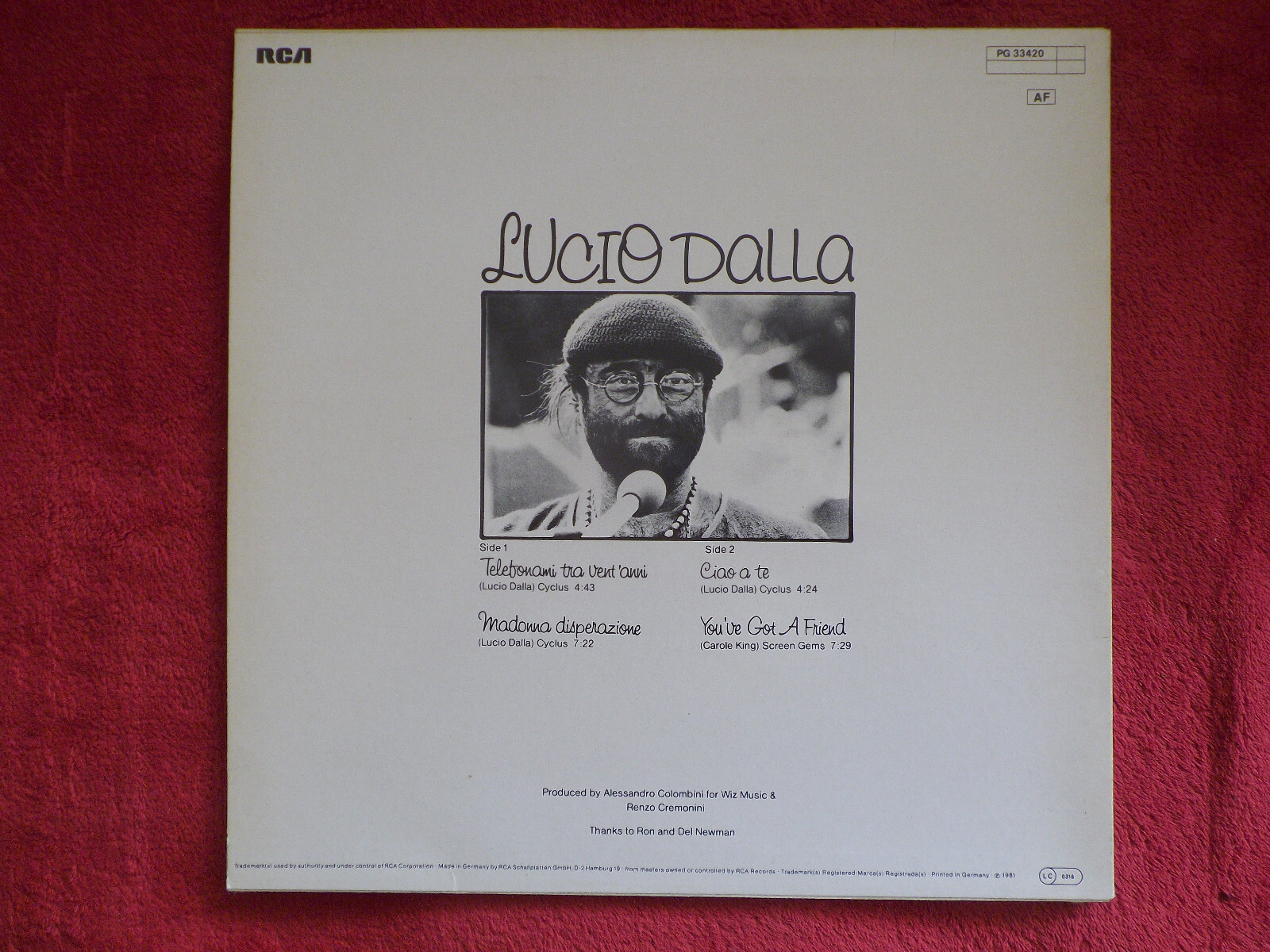 Lucio Dalla – Lucio Dalla | LP, RCA Victor Records, PG 33420 (Deutschland, 1981), Bild 2