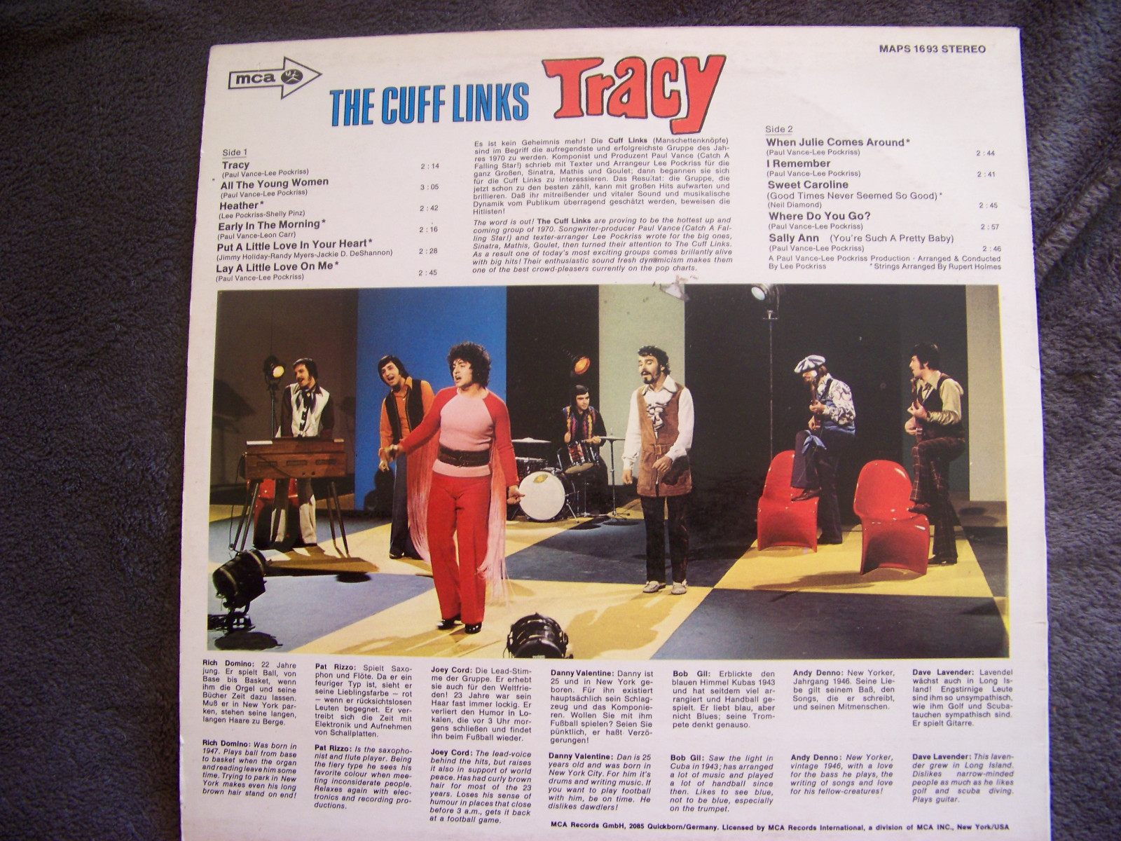 The Cuff Links – Tracy (MCA Records, MAPS 1693), Bild 2