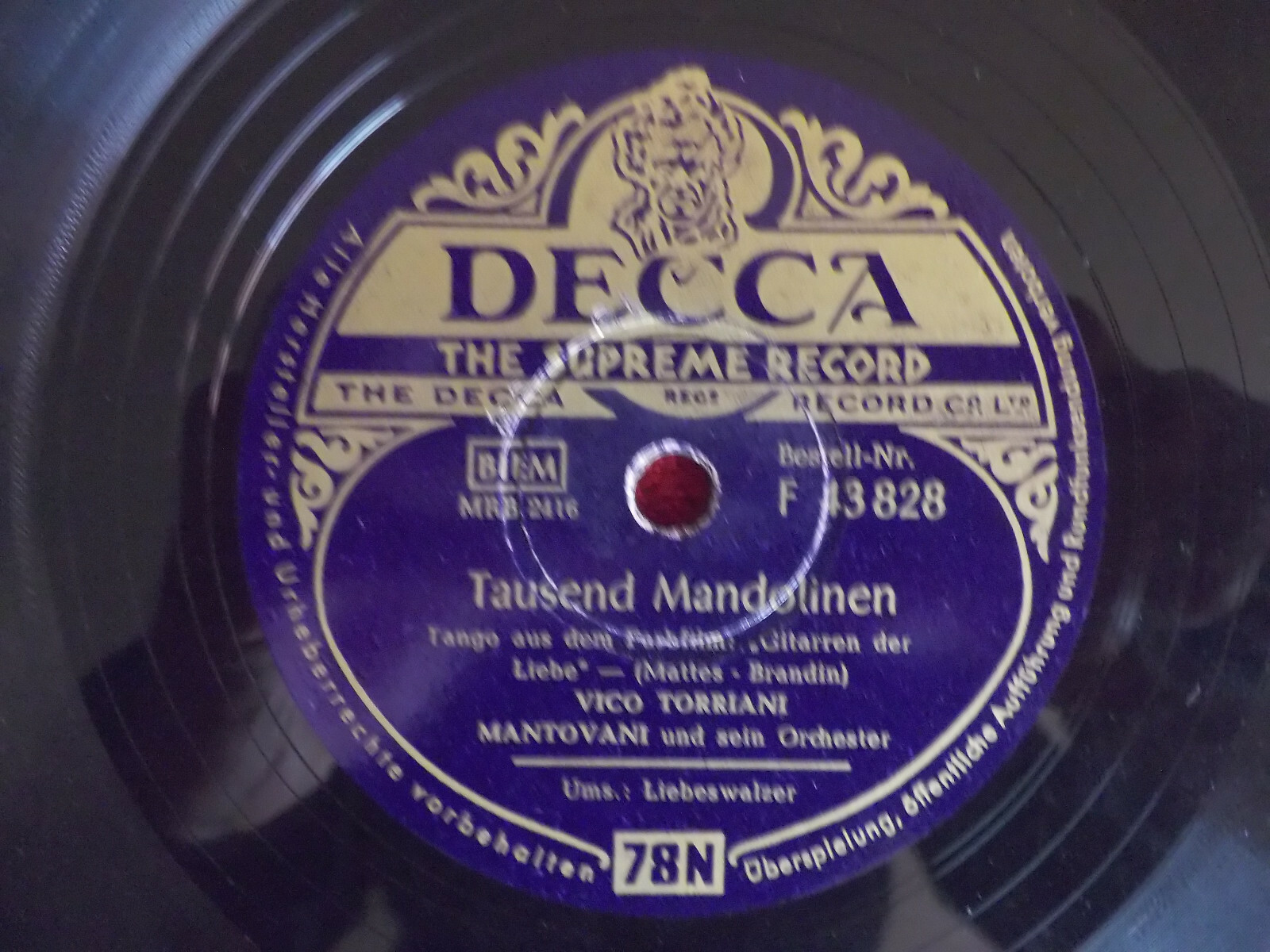 Vico Torriani – Tausend Mandolinen / Liebeswalzer (Decca, Schellack)