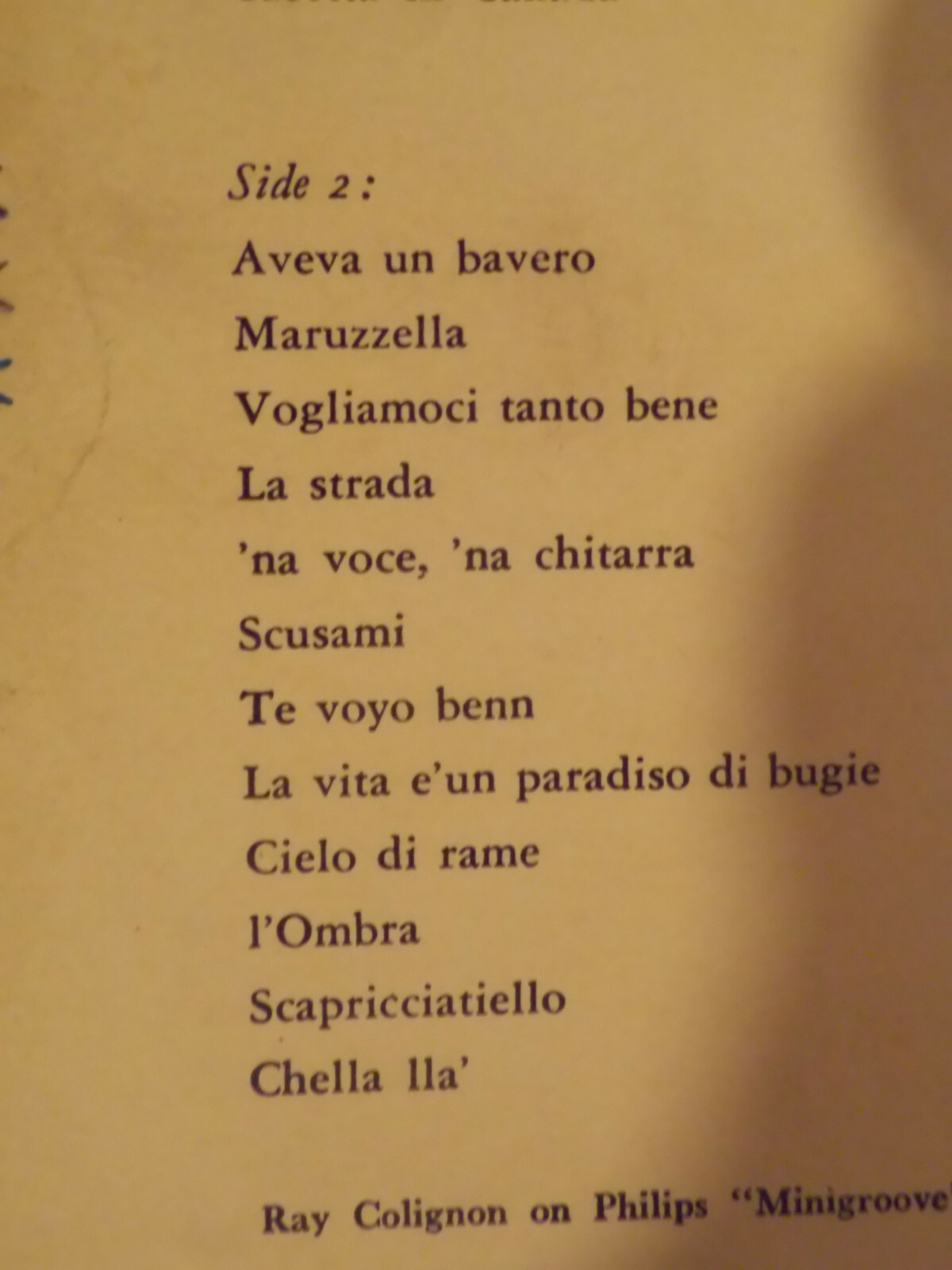 Ray Colignon – Arrivederci Italia (10-inch-LP), Bild 5