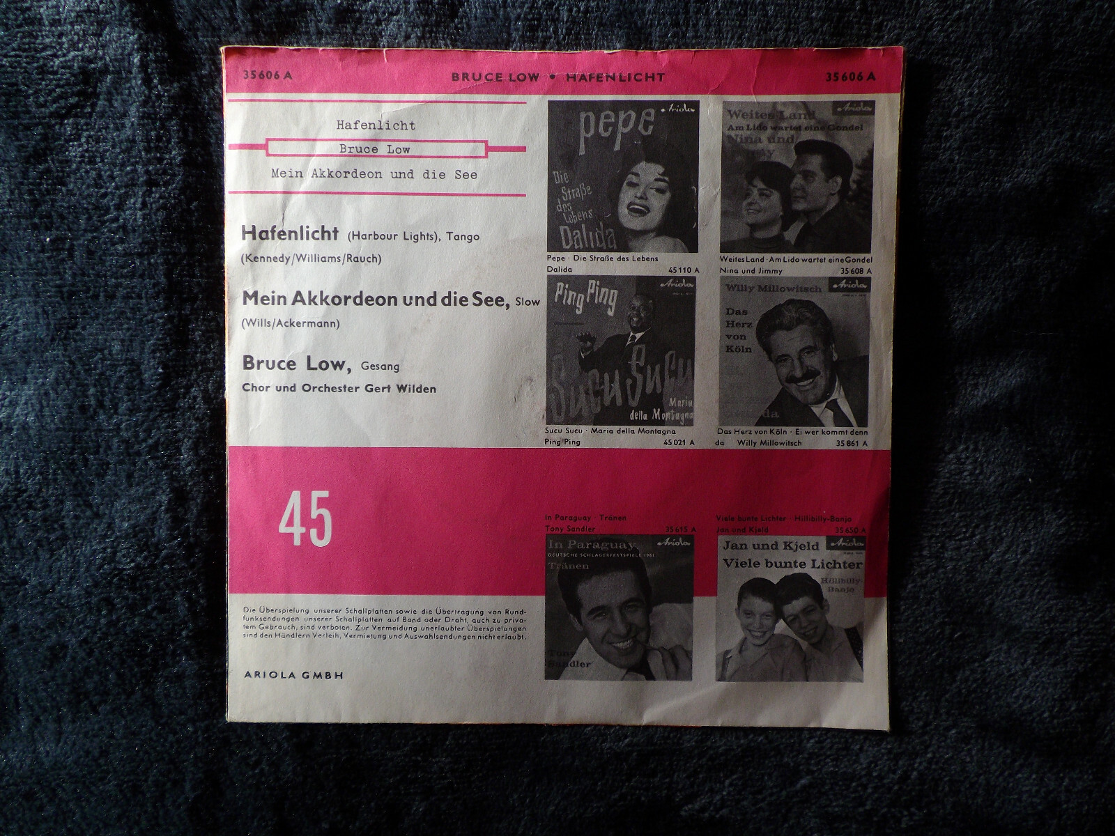 Bruce Low – Hafenlicht / Mein Akkordeon und die See (Ariola Records, 35 606 A), Bild 2