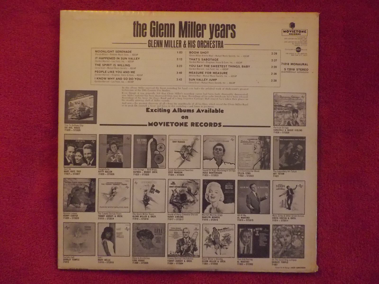 Glenn Miller & His Orchestra – The Glenn Miller Years (Movietone Records, US-LP), Bild 3