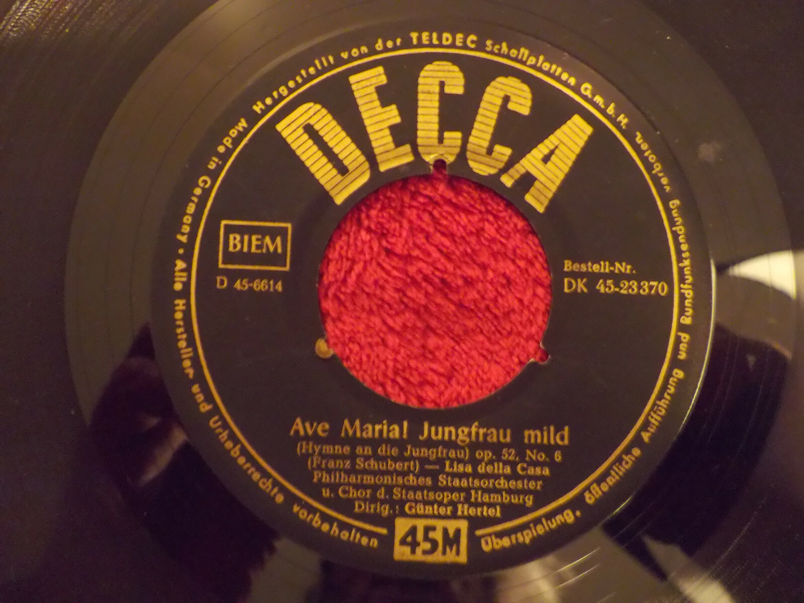 Lisa della Casa – Ave Maria / Ave Maria Jungfrau mild (Decca Records, DK 45 23370), Bild 2