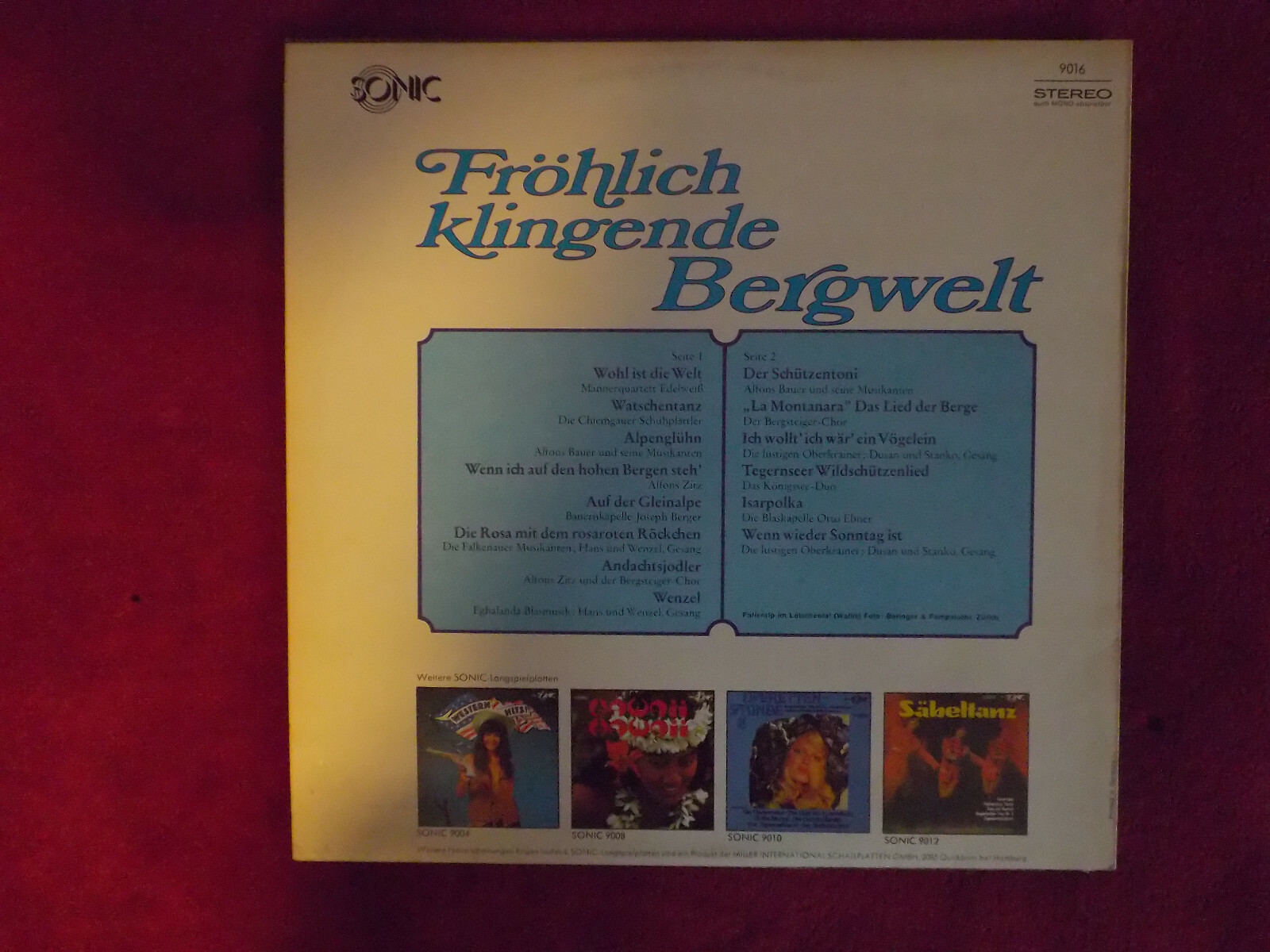 Alfons Bauer – Fröhlich klingende Bergwelt (Sonic Records 9016, LP), Bild 4