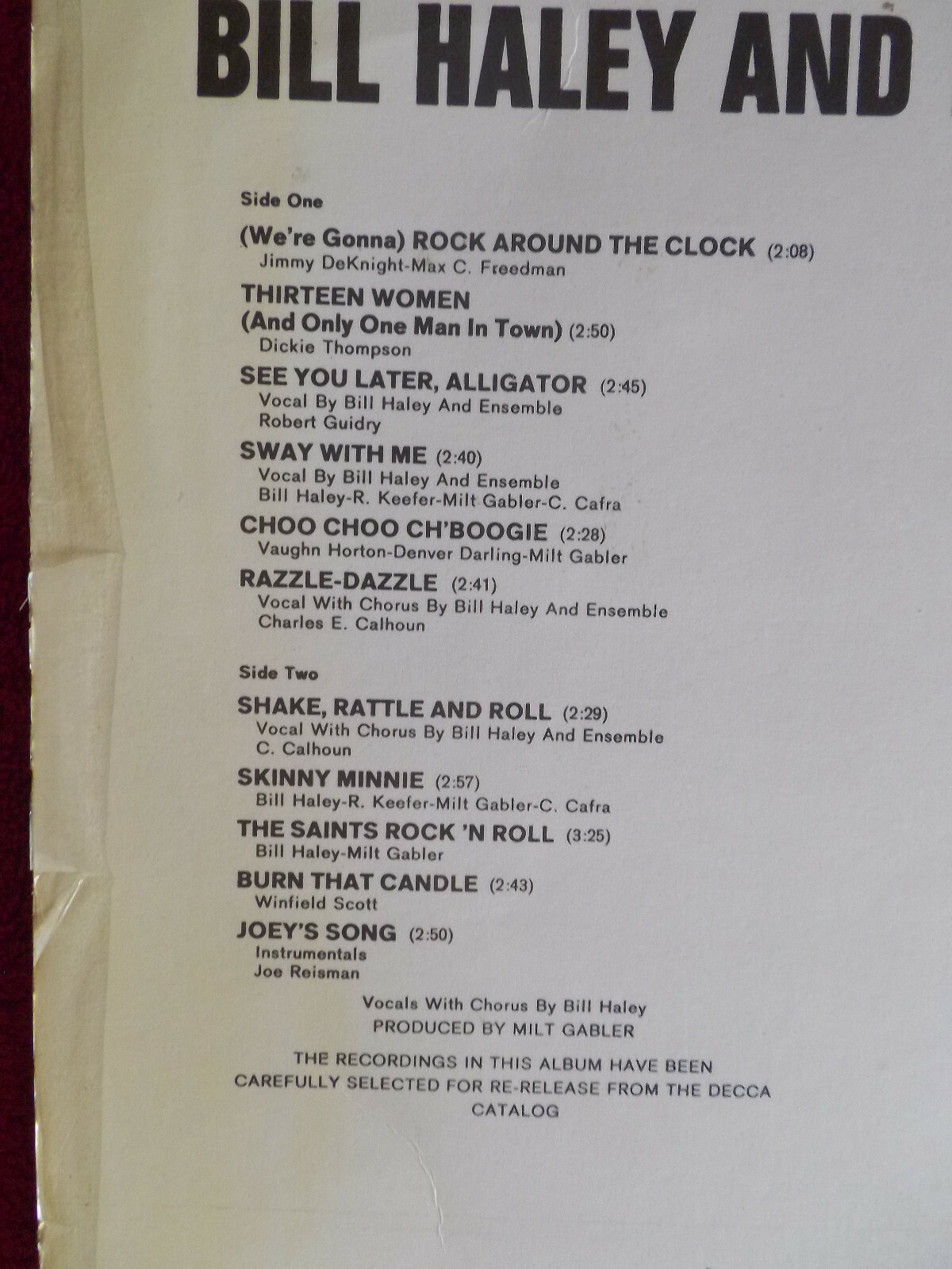 Bill Haley and His Comets – Greatest Hits! | Coral LP, COPS 1015 (1969), Bild 4