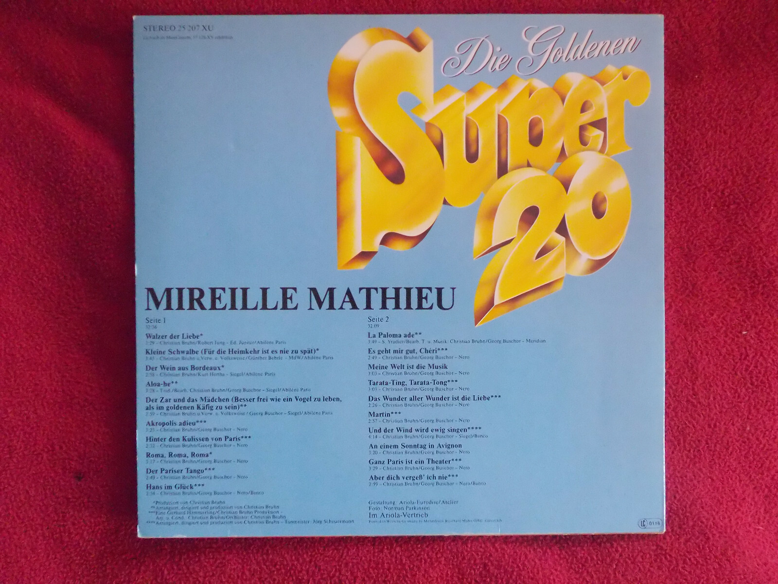 Mireille Mathieu – Die goldenen Super 20 (Ariola Records, LP), Bild 2