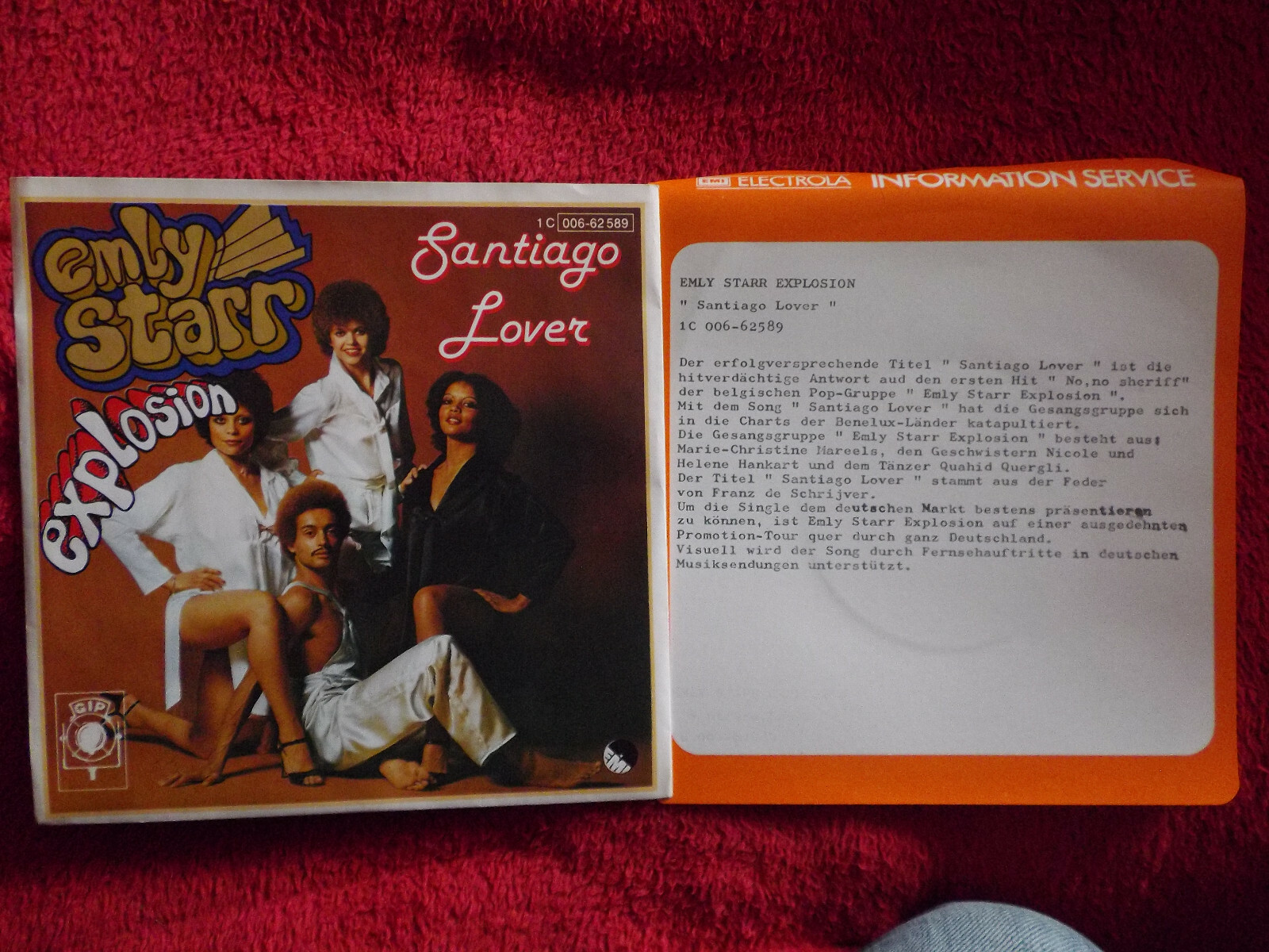 Emly Starr Explosion – Santiago Lover / Santiago Lover (instr.) | EMI Records 1C 006-62 589, 1978, Bild 2