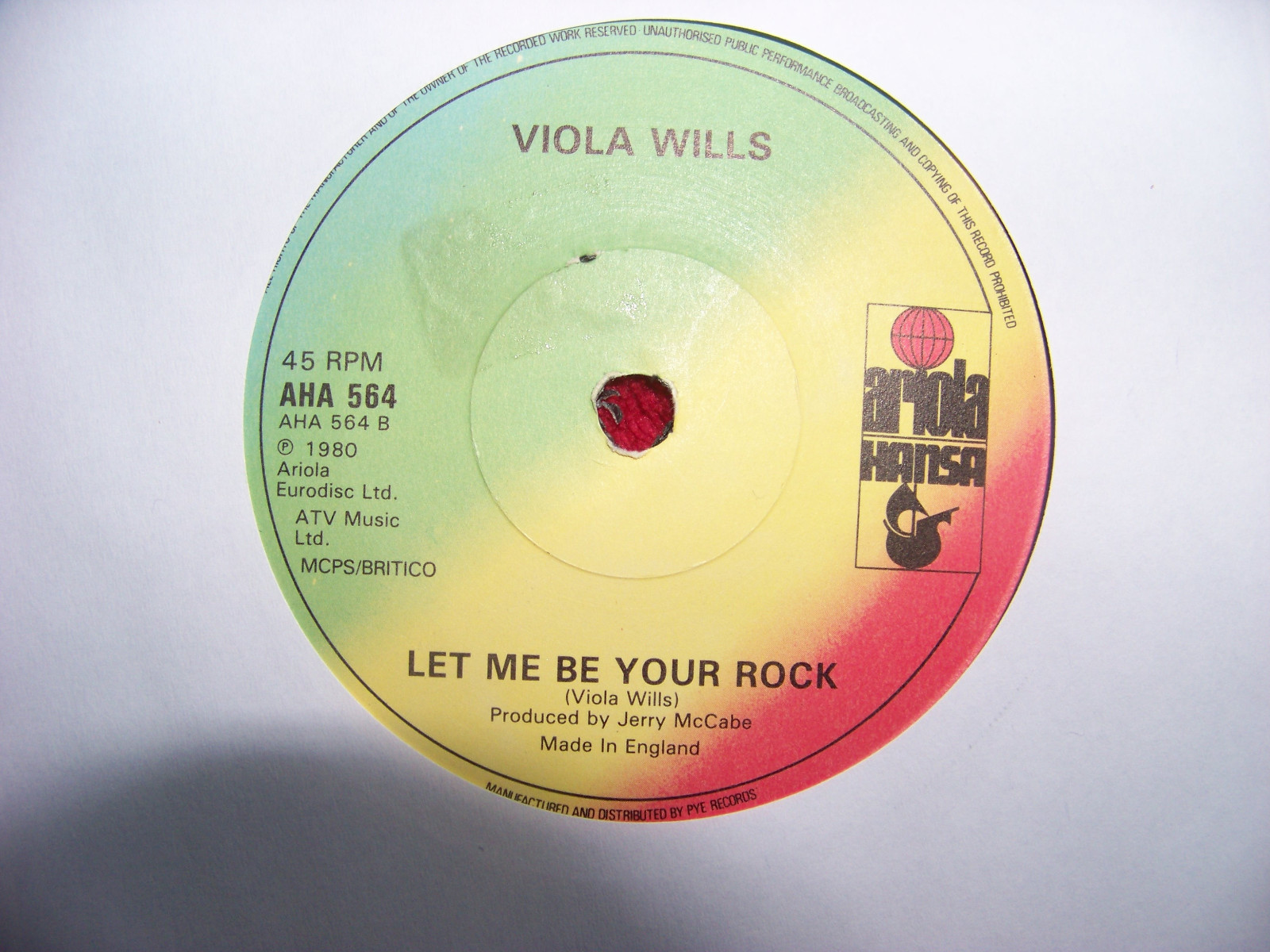 Viola Wills – Up on the roof / Let em be your rock | Ariola / Hansa Records | AHA 564 (1980), Bild 2