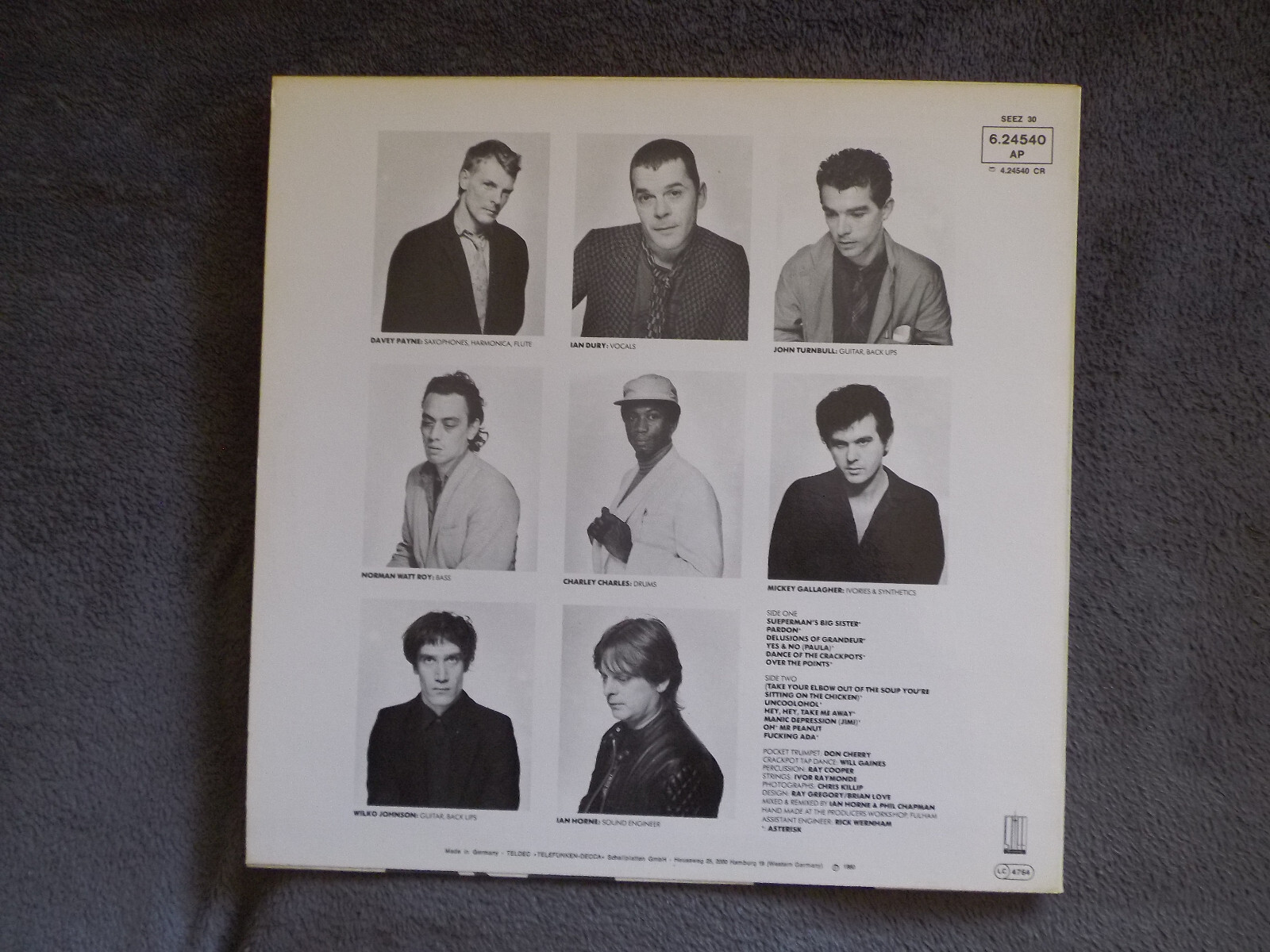 Ian Dury & the Blockheads – Laughter (LP, Stiff / TELDEC, Deutschland, 1980), Bild 2
