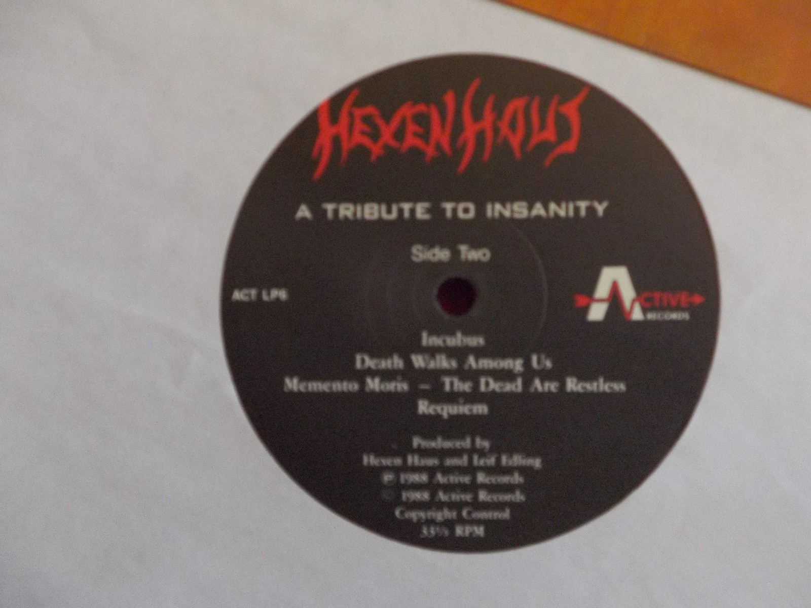Hexenhaus – A Tribute to Insanity (LP, Active Records, 1988), Bild 2