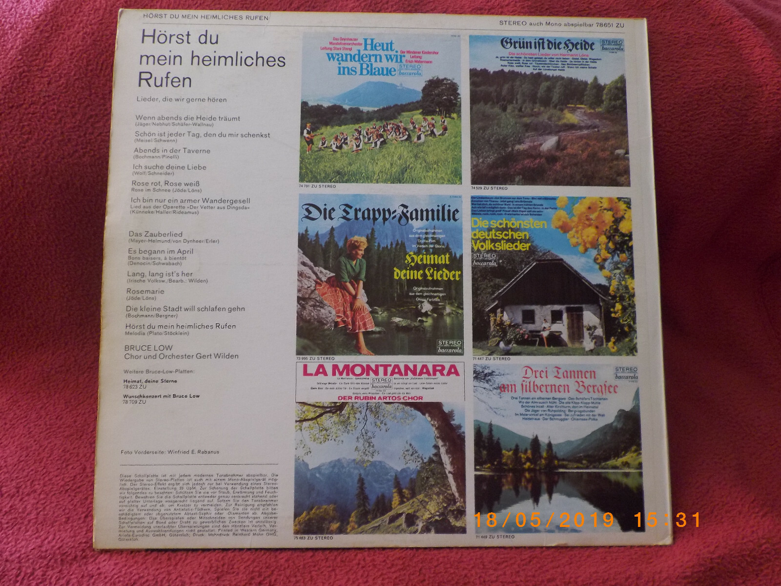 Bruce Low – Hörst du mein heimliches Rufen (Baccarola Records, LP), Bild 2