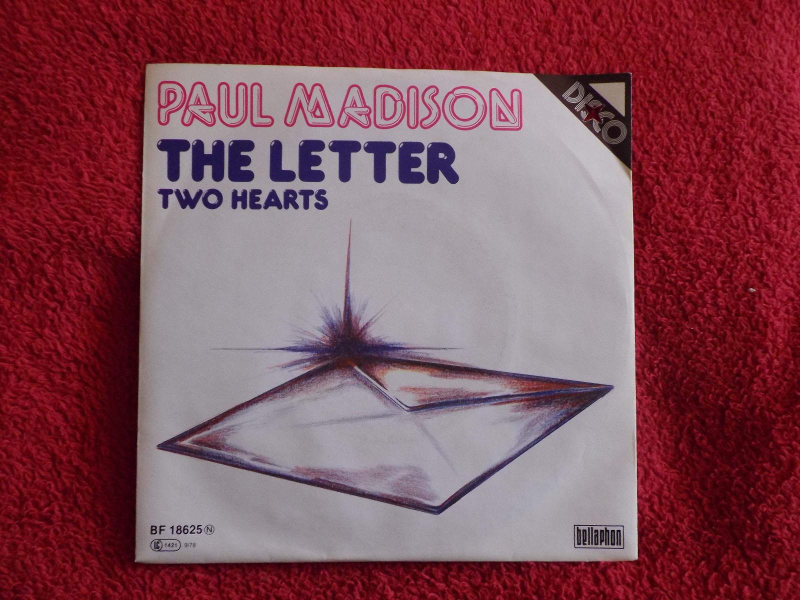 Paul Madison – The Letter / Two Hearts | Bellaphon 7″-Single, 1978, Bild 2