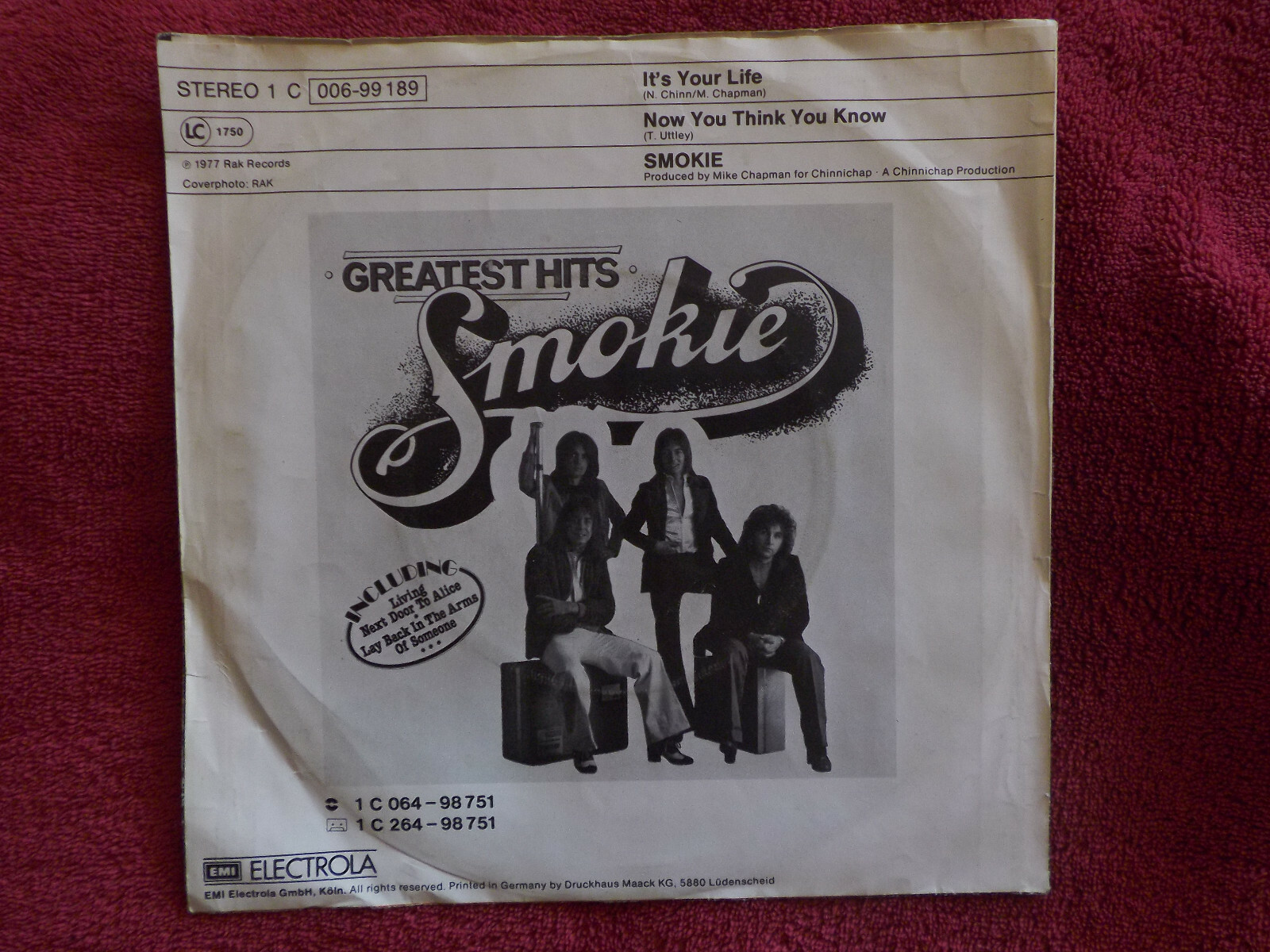 Smokie – It´s your life / Now you think you know (7″-Single), Bild 2