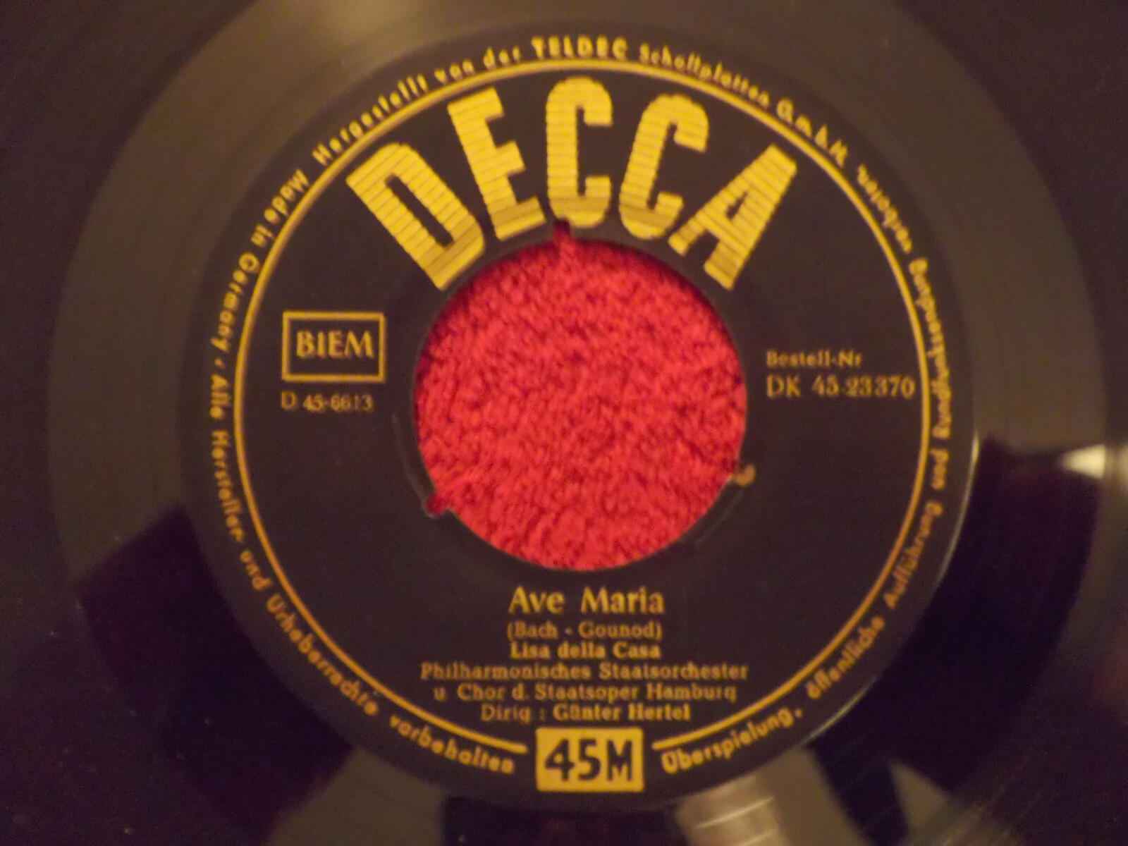 Lisa della Casa – Ave Maria / Ave Maria Jungfrau mild (Decca Records, DK 45 23370)