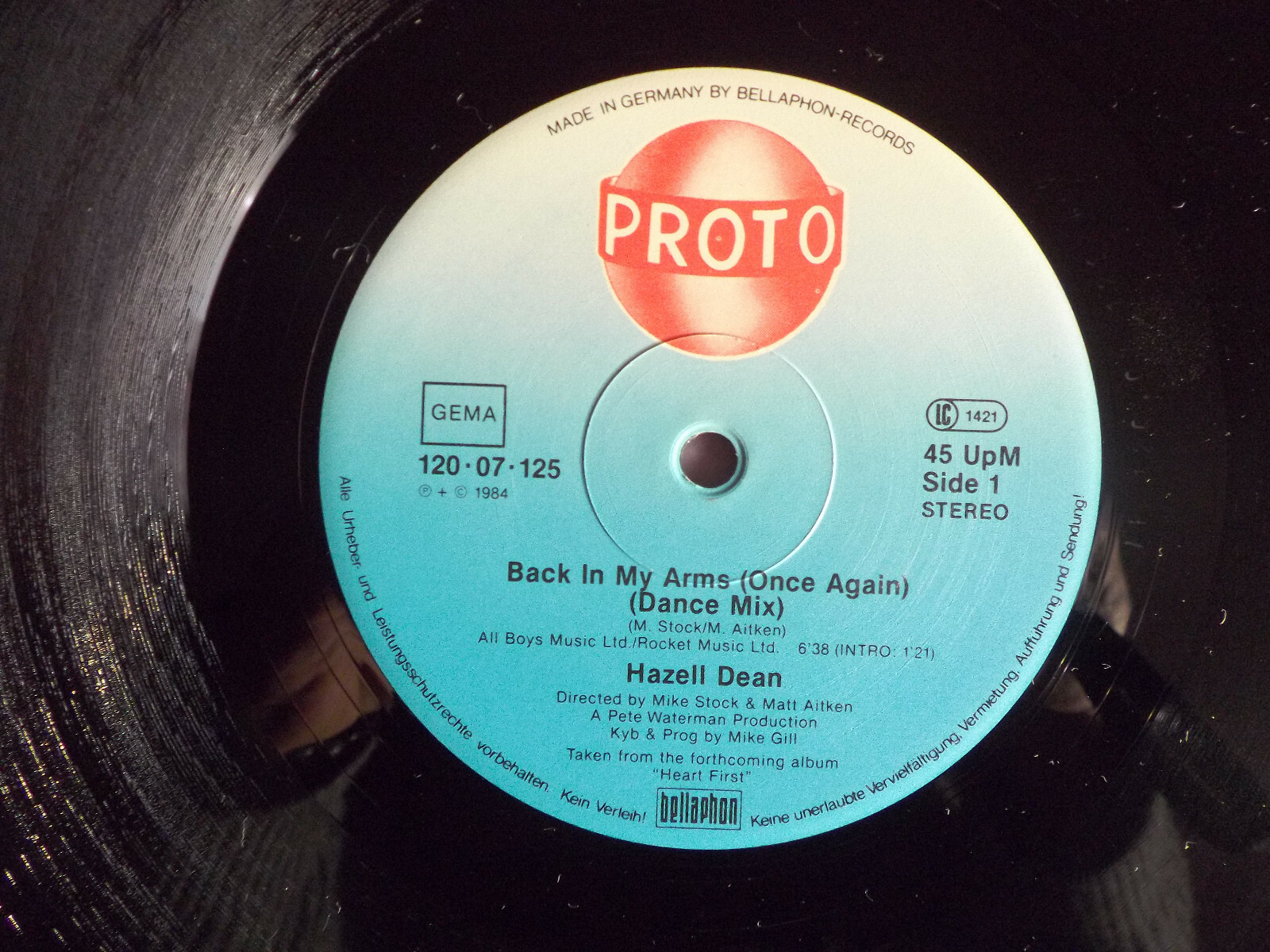 Hazell Dean – Back in my arms / Take me home (12" Maxi-Single, 1984), Bild 2