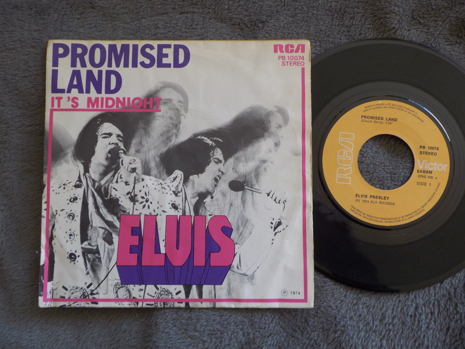 Elvis Presley – Promised land / It´s midnight (belgische RCA-Victor-Single, 1974)