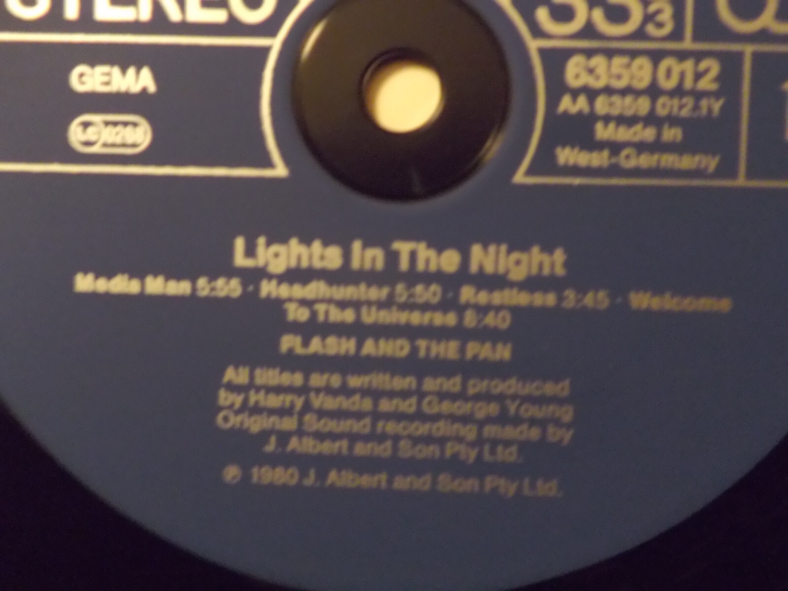 Flash and the Pan – Lights in the night (LP, Mercury, 1980), Bild 3