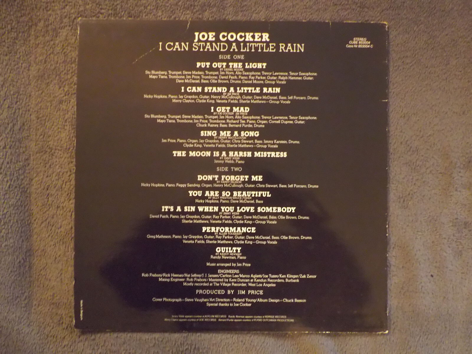 Joe Cocker – I Can Stand a Little Rain (LP, Cube Records), Bild 3