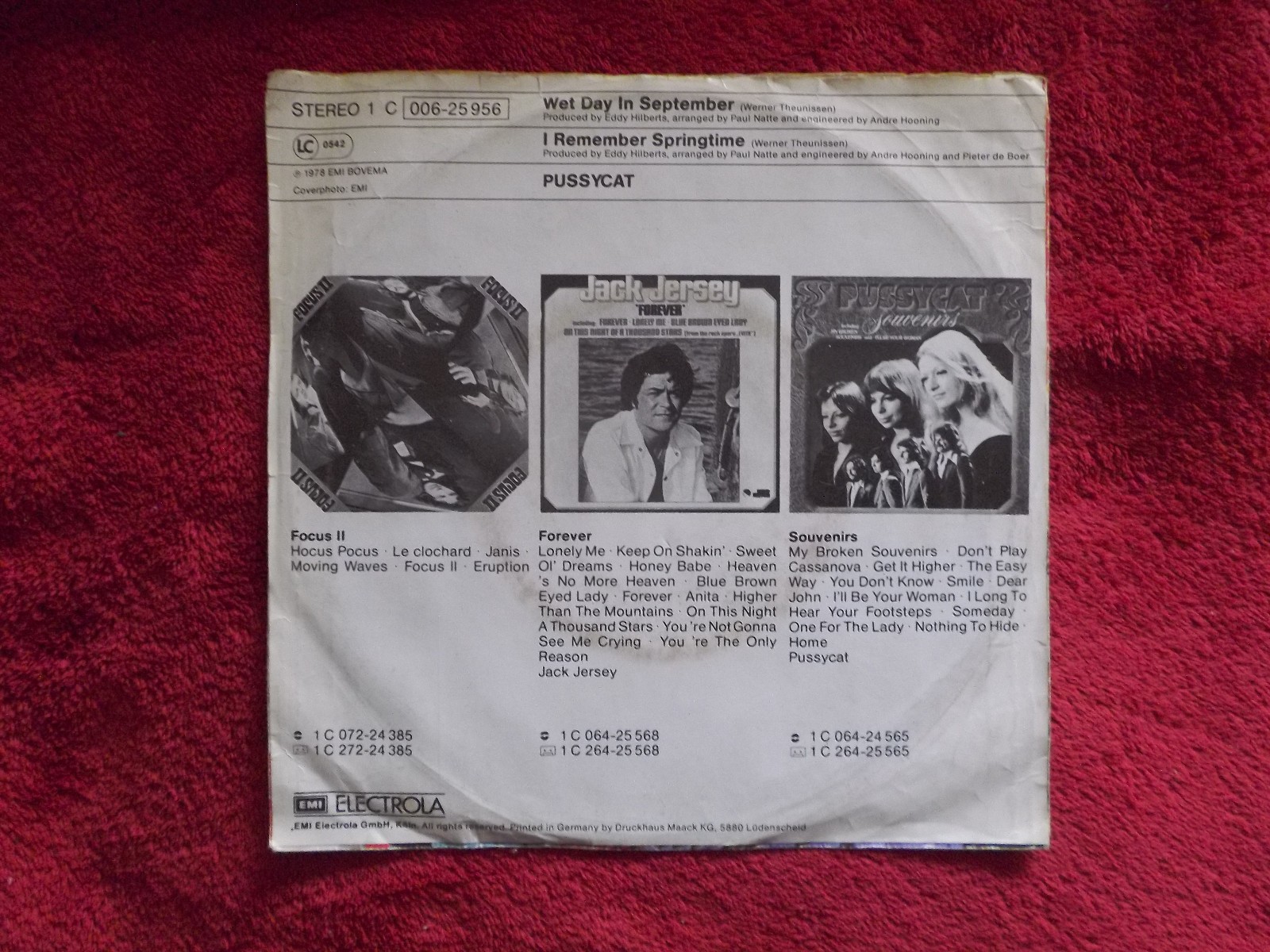 Pussycat – Wet day in September / I remember springtime | 7″-Single, EMI Records 1978, Bild 2
