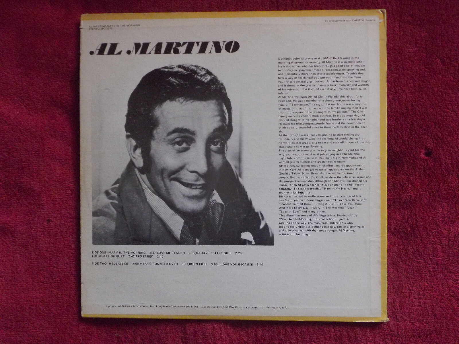 Al Martino – Mary in the morning (LP, Pickwick, US), Bild 2
