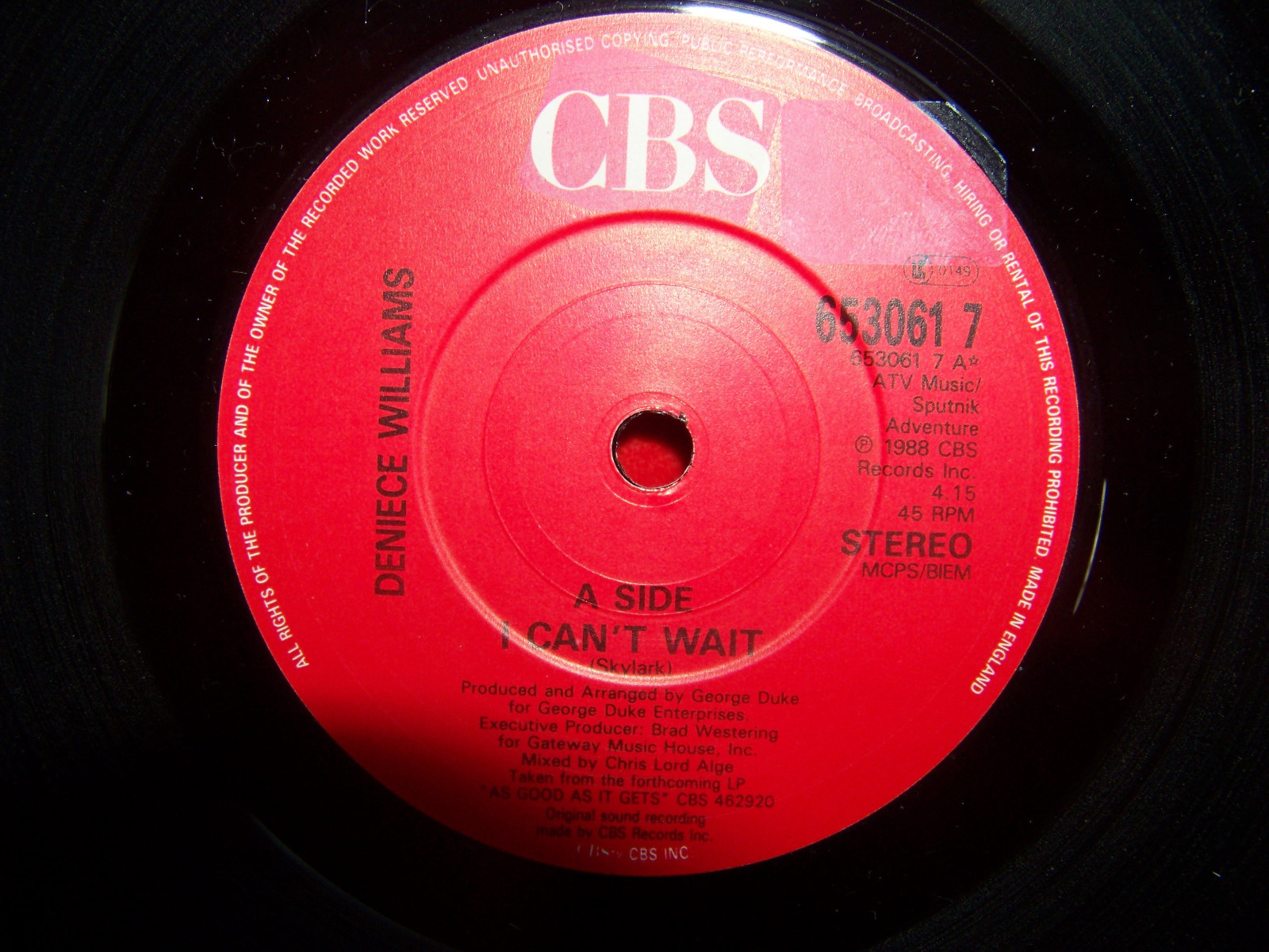 Deniece Williams – I can´t wait / I can´t wait (Instr.), UK-Single