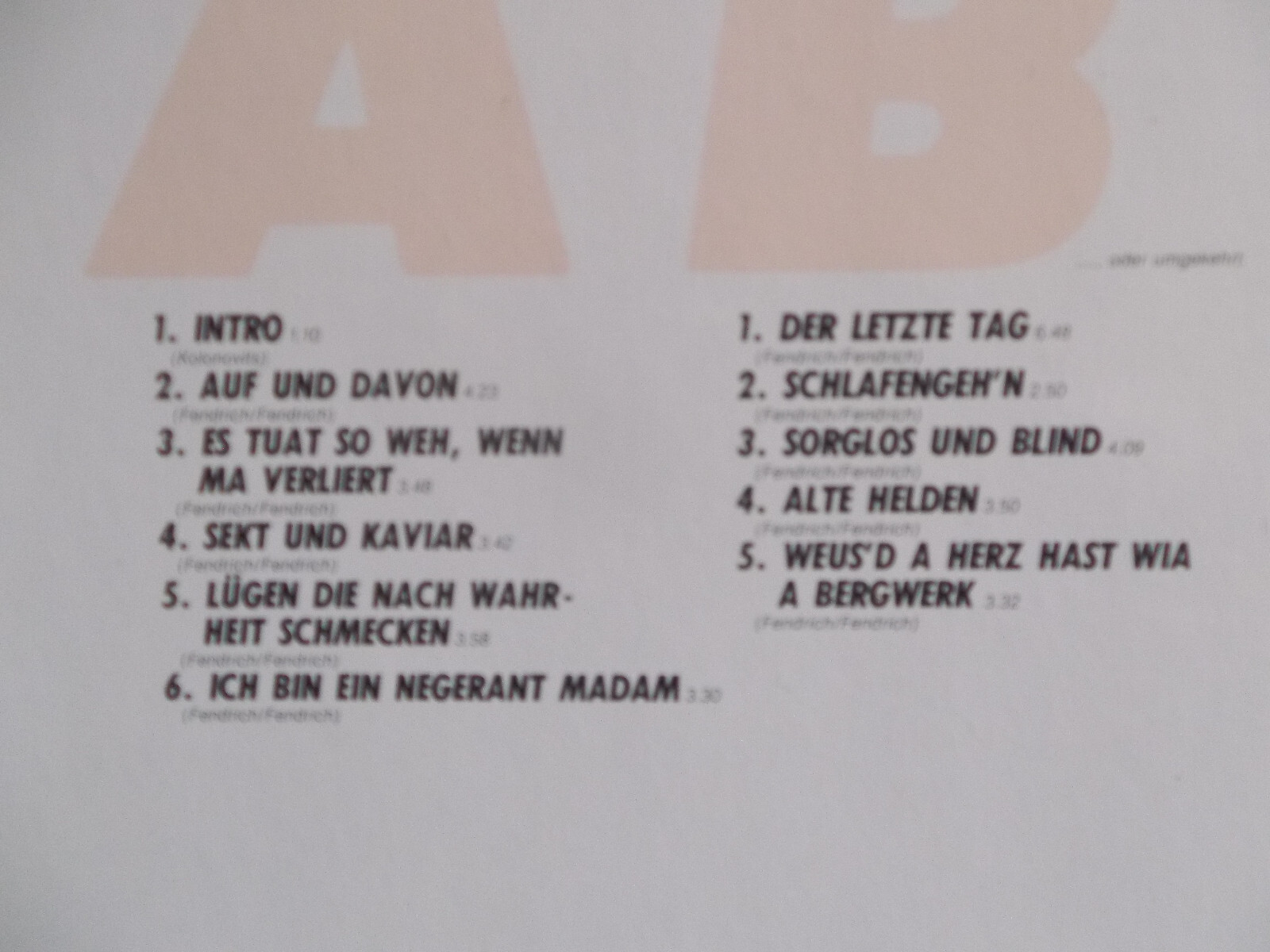 Rainhard Fendrich – Auf und davon (LP, Metronome, 1983), Bild 3