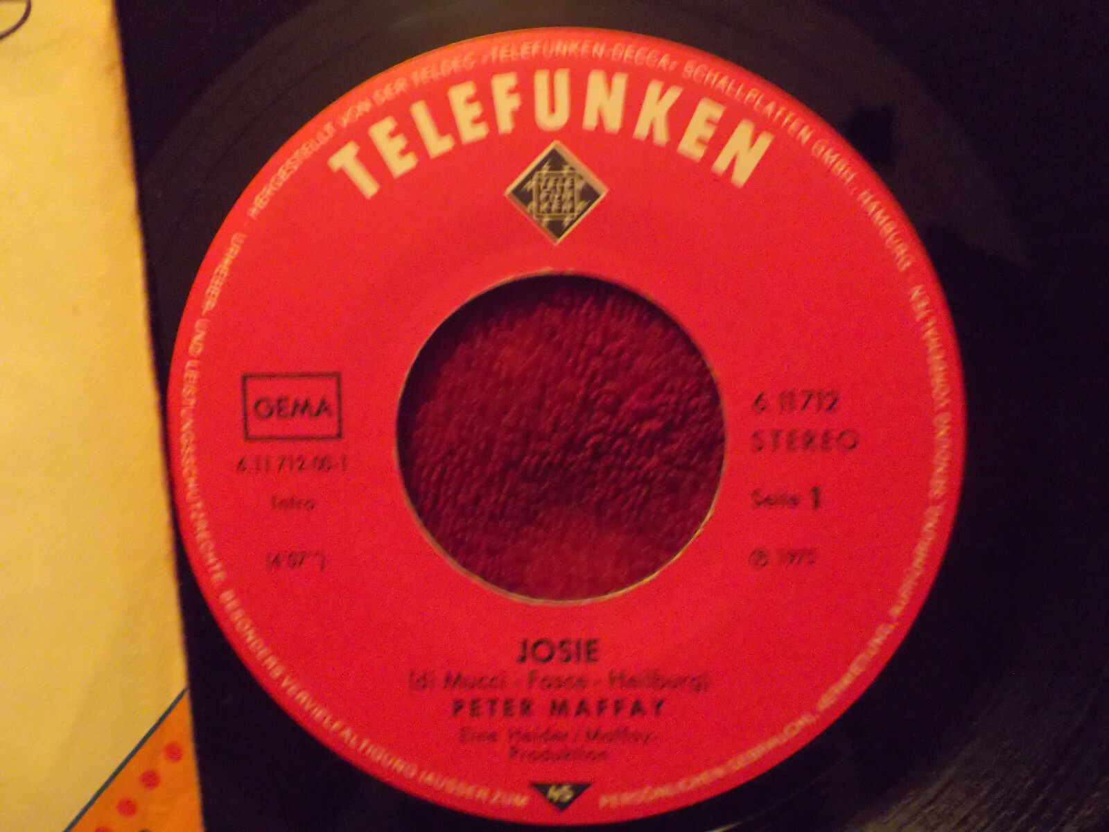 Peter Maffay – Josie / Wo steht das geschrieben? (Telefunken, 1975), Bild 2