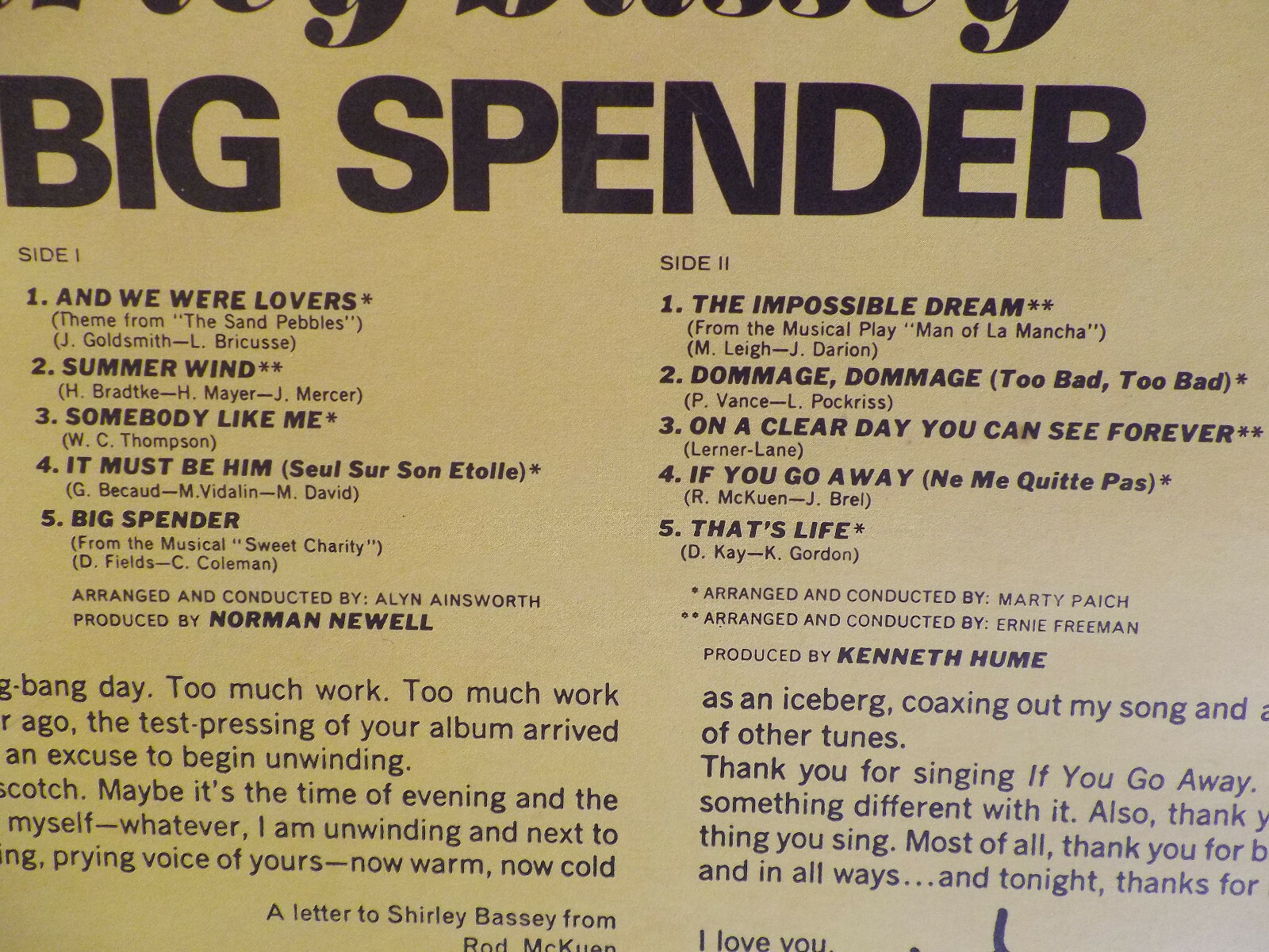 Shirley Bassey – Big Spender | Sunset Records SLS 50262, LP, Bild 3
