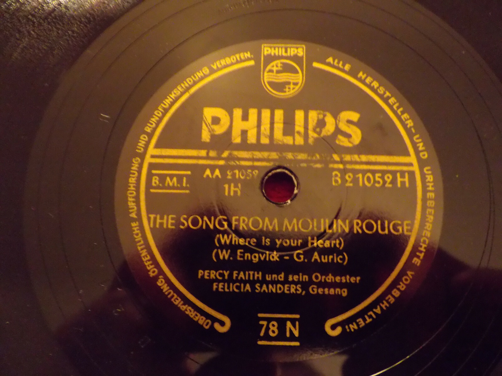 Percy Faith – The Song from Moulin Rouge / Swedish Rhapsody, Schellack-Single, Philips