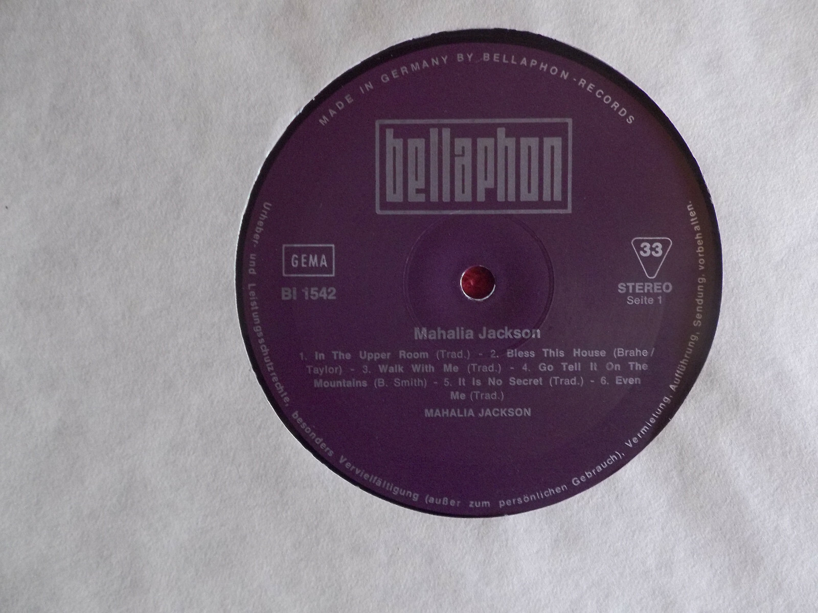 Mahalia Jackson – same (Bellaphon Records, BI 1542), Bild 2