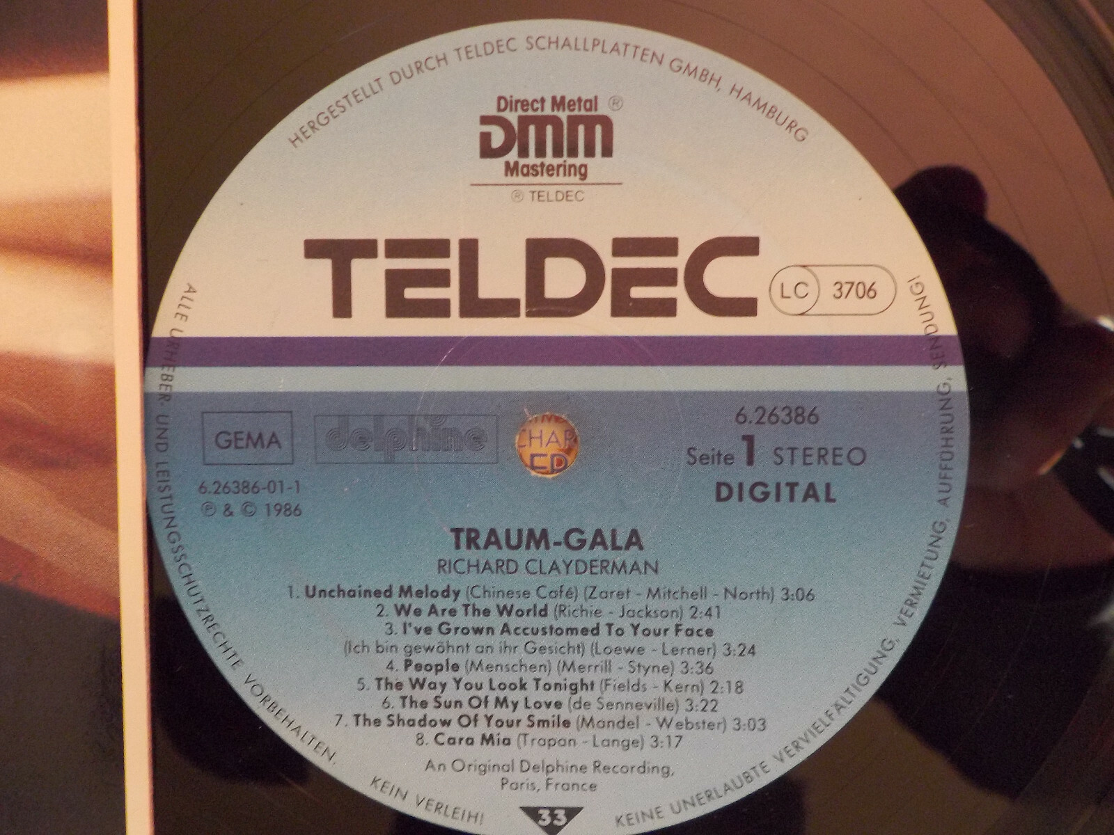 Richard Clayderman – Träumereien 2 (LP, Teldec Records, 1986), Bild 2