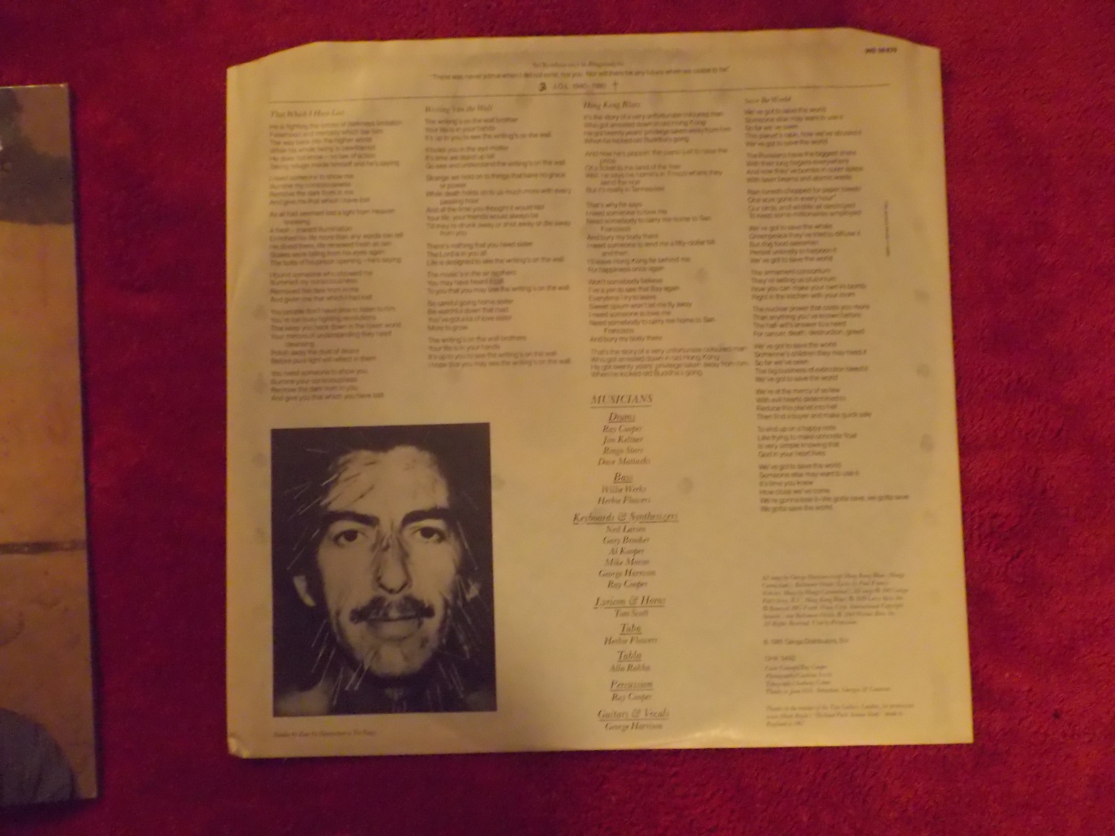 George Harrison – Somewhere in England (LP, 1981, Deutschland), Bild 2