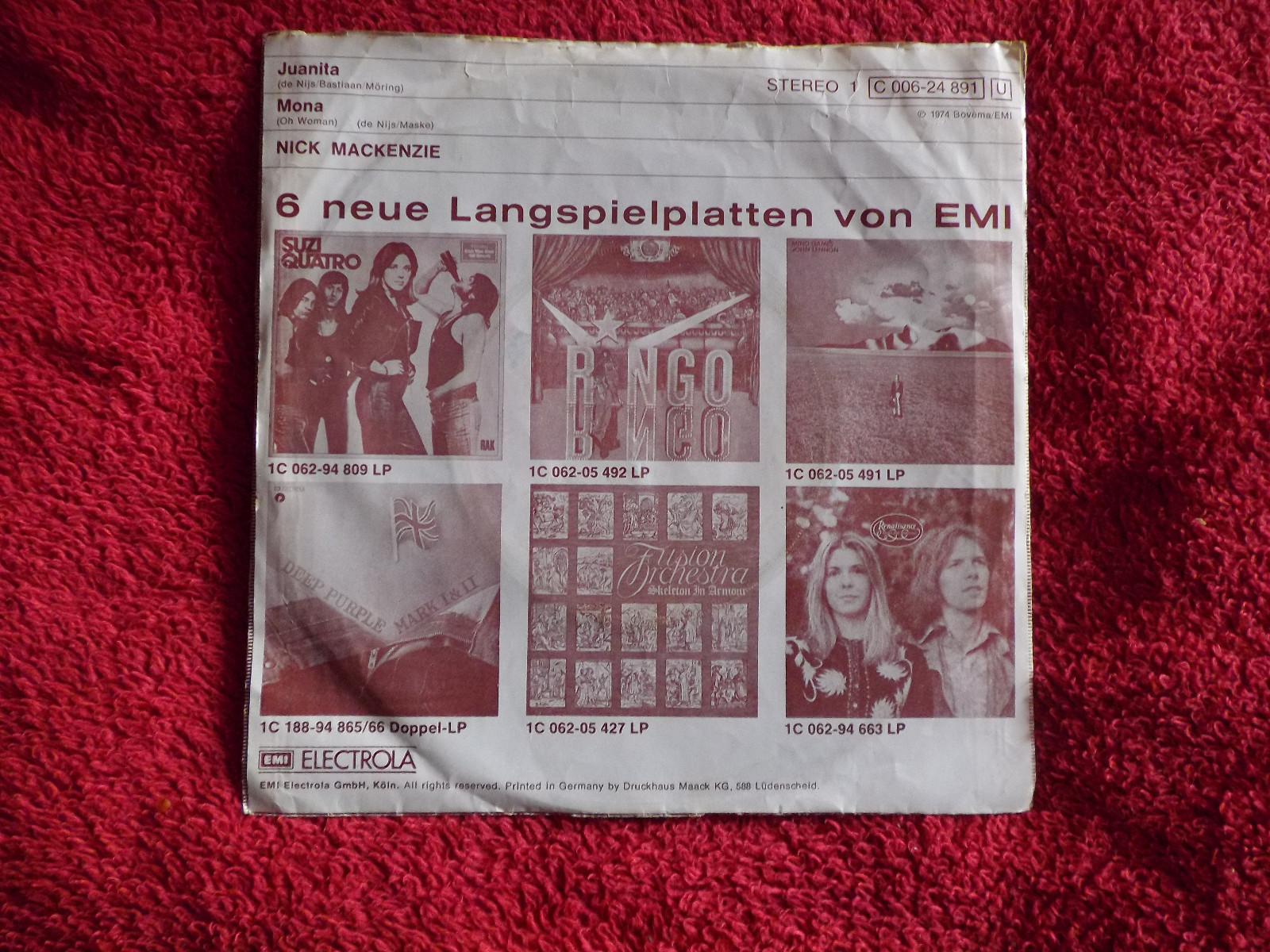 Nick MacKenzie – Juanita / Mona | EMI Records, 1974, Bild 2