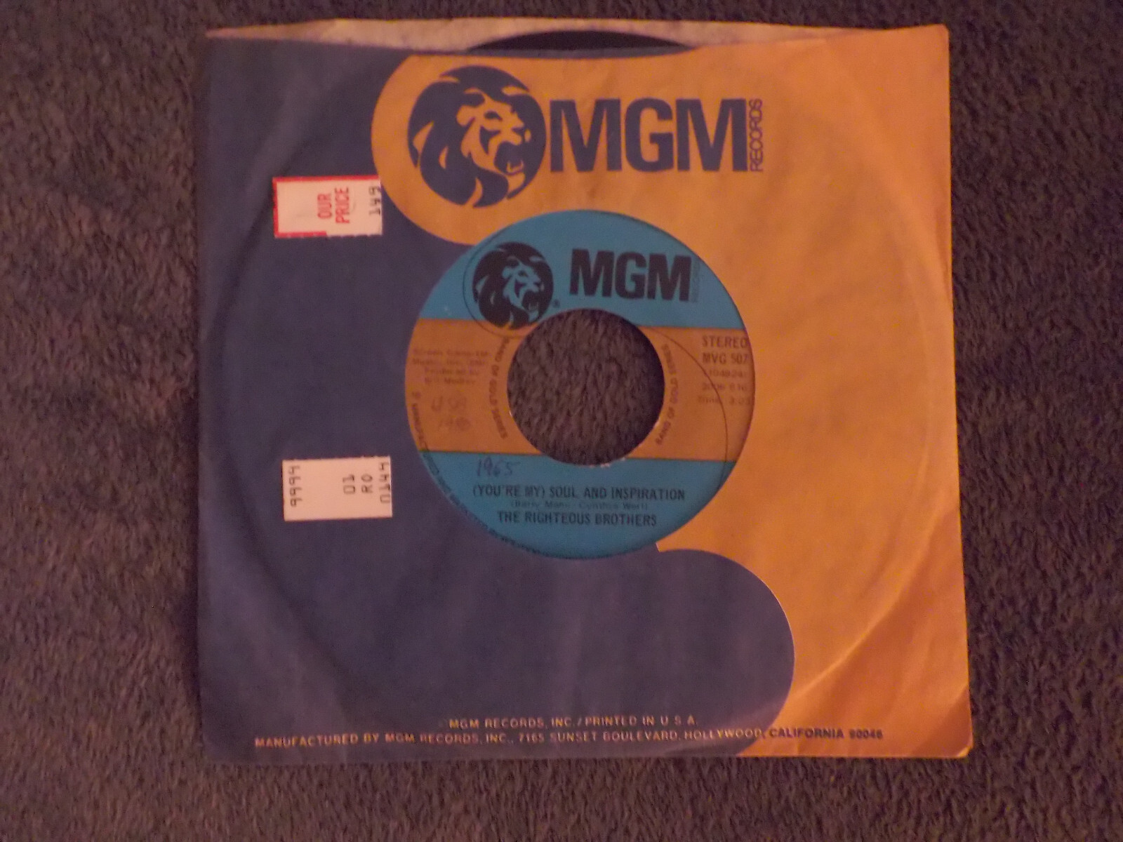 The Righteous Brothers – You've Lost That Lovin' Feelin' / (You're My) Soul and Inspiration (MGM Records, MVG 507)