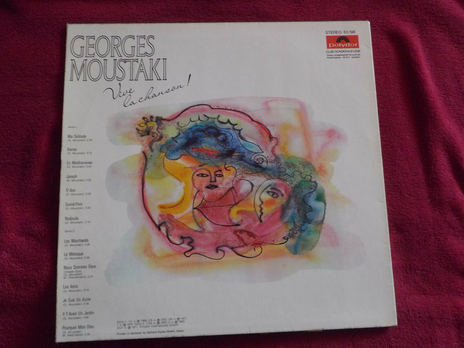 Georges Mustaki – Vive la chanson | Polydor Club-Sonderauflage, 1971, Bild 2