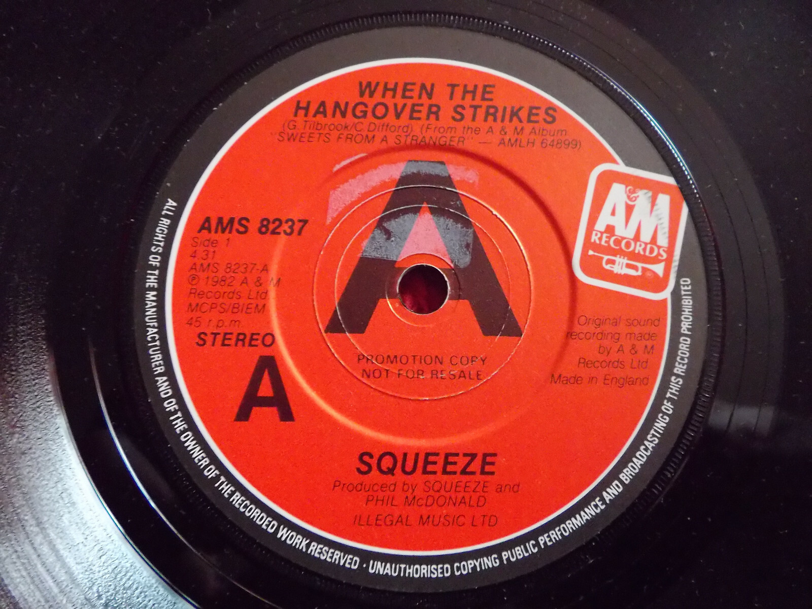 Squeeze – When the hangover strikes / Elephant girl (7″-Promo-Single)