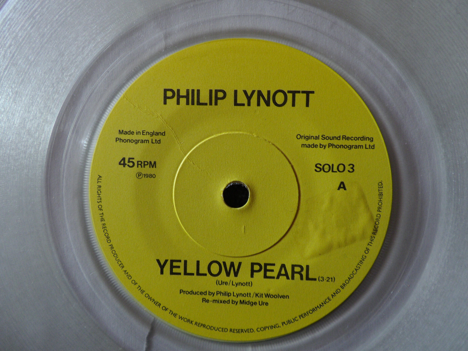 Philip Lynott – Yellow Pearl / Girls – Clear Vinyl, 7-Inch-Single