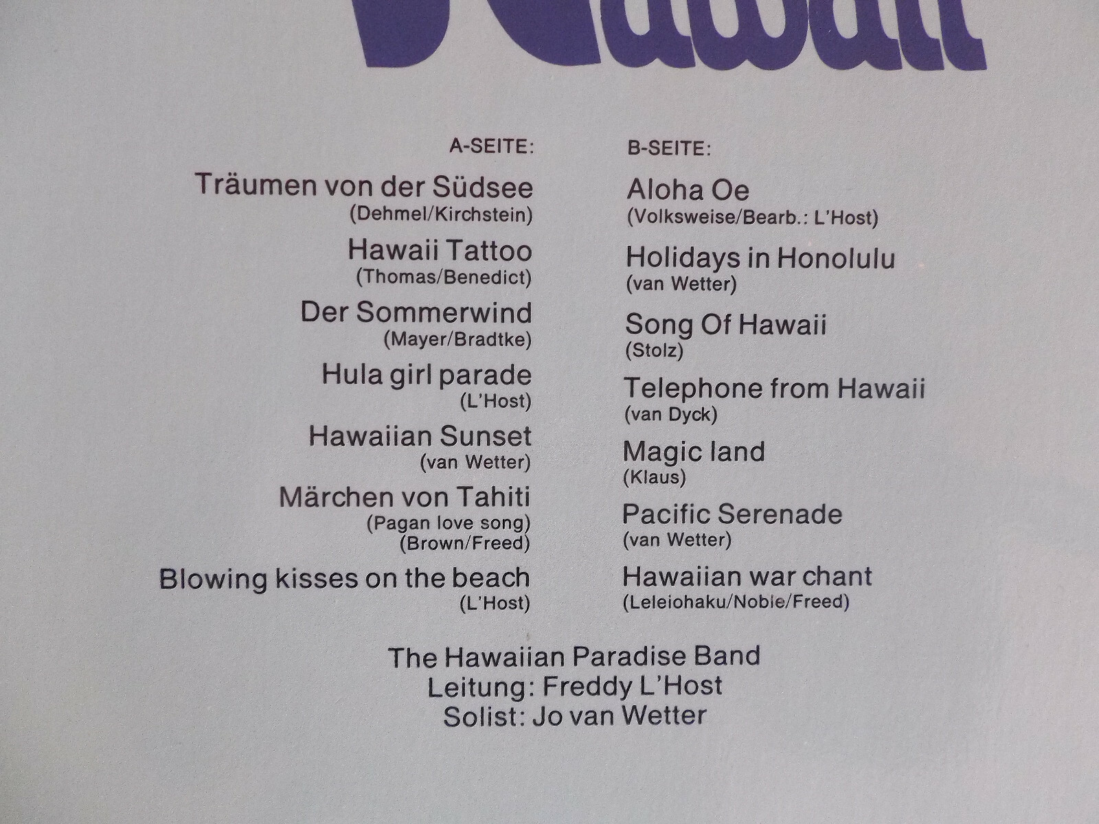 The Hawaiian Paradise Band – Traumklänge von Hawaii (LP, Marcato Records), Bild 4