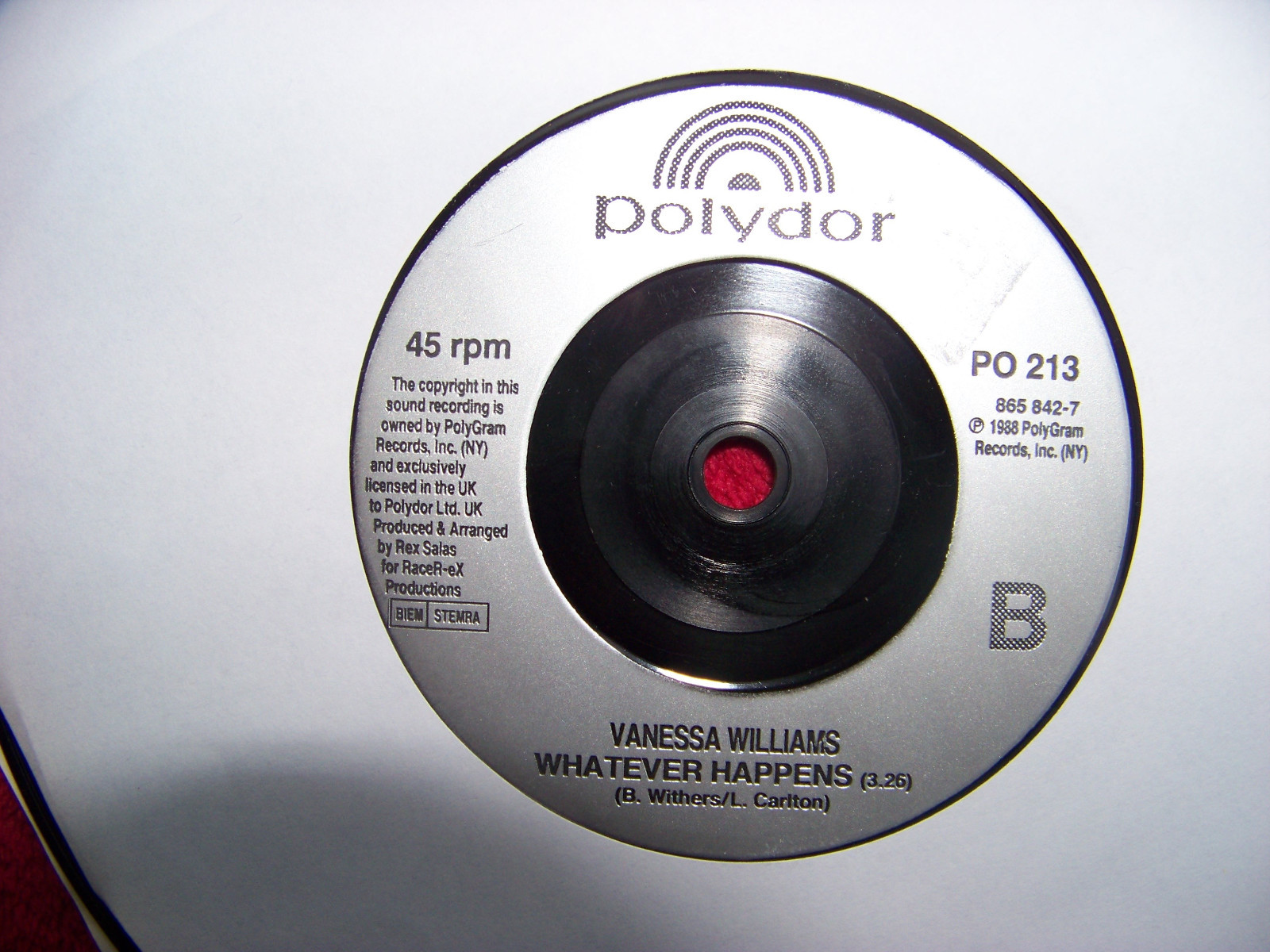 Vesta Williams – Just for tonight / Whatever happens (Polydor, 1992), Bild 2