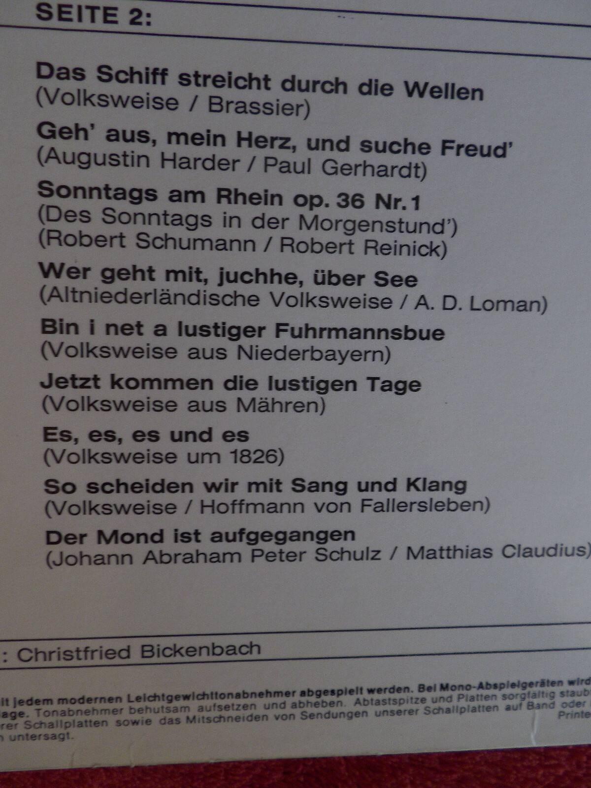 Hermann Prey und der Bielefelder Kinderchor – In die weite weite Welt (HörZu LP), Bild 5