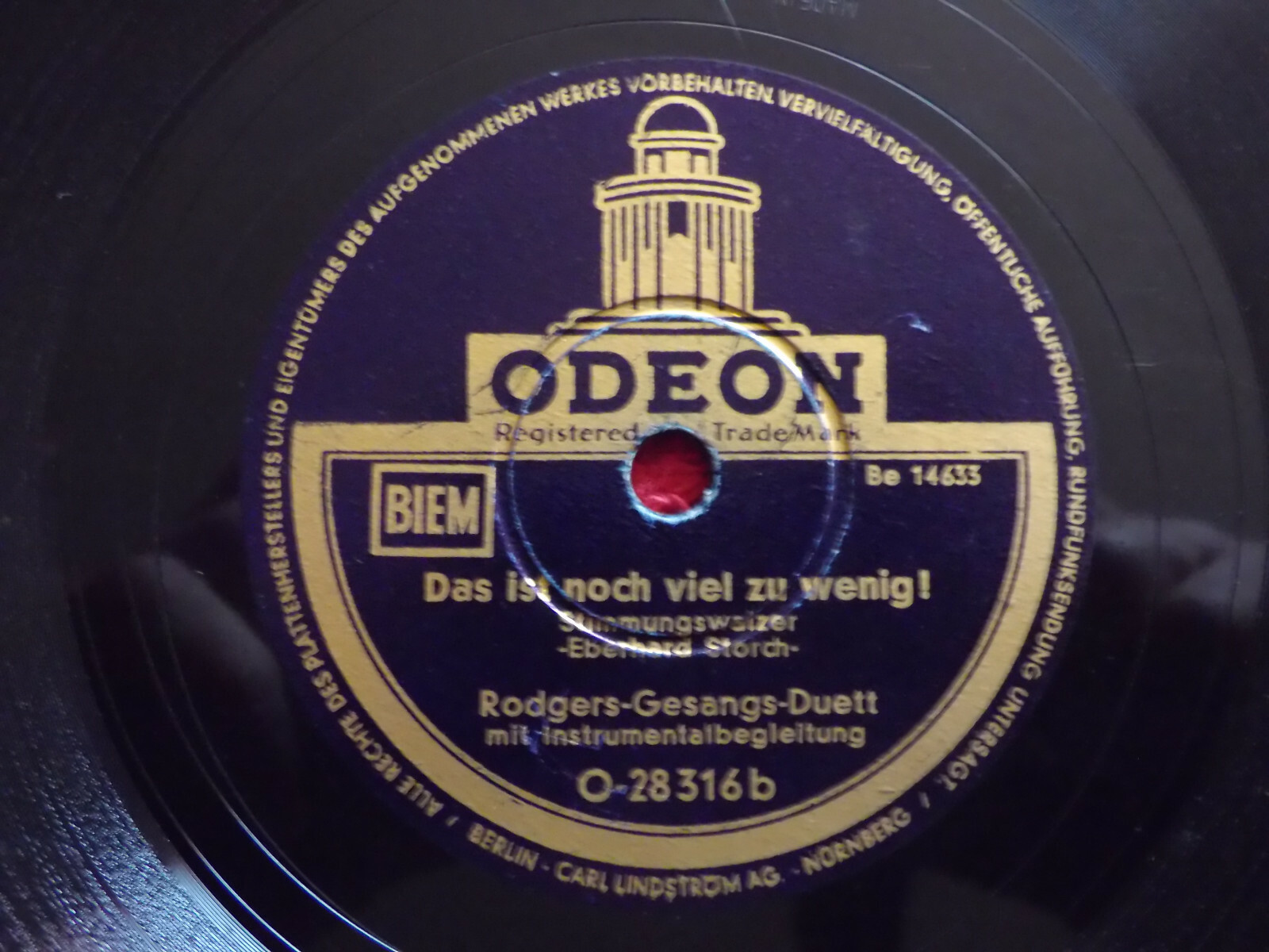 Rodgers-Gesangs-Duett – Anhalter-Liesel / Das ist noch viel (Schellack, Odeon O - 28316), Bild 2