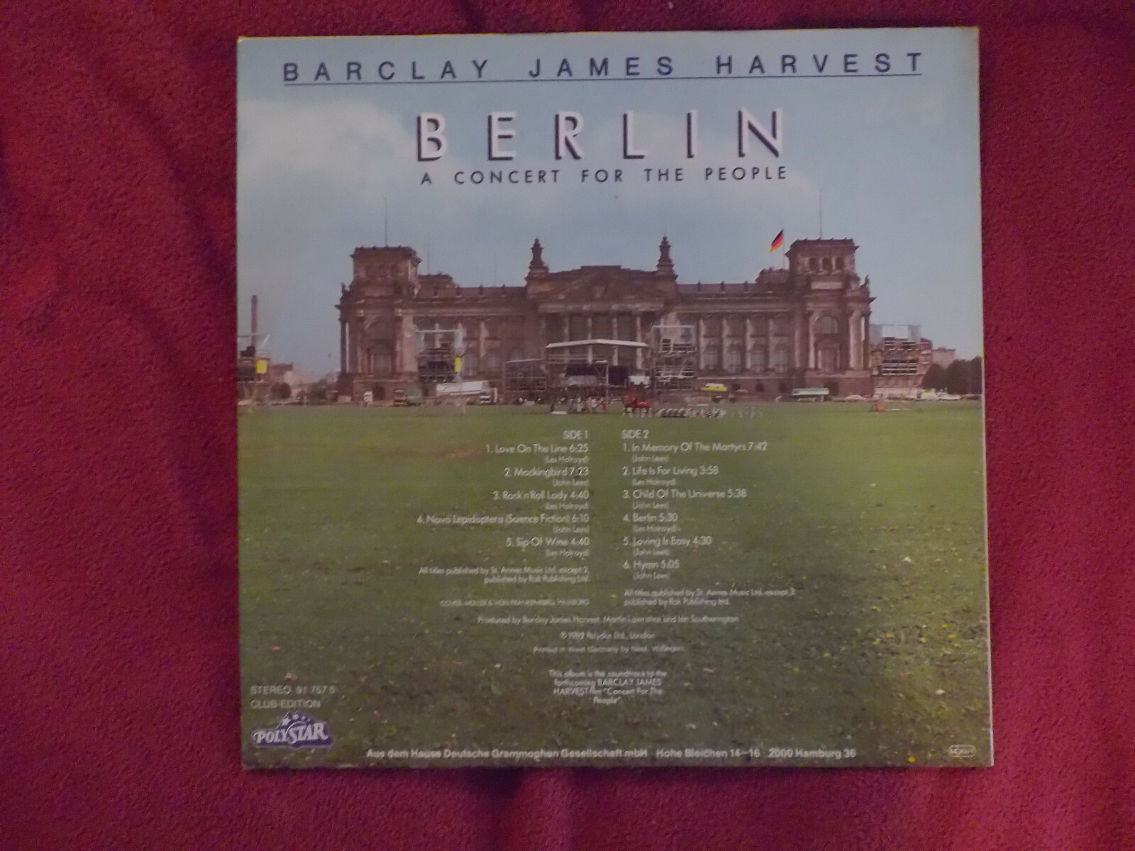 Barclay James Harvest – Berlin: A Concert for the People (LP, Polystar, 1982), Bild 2
